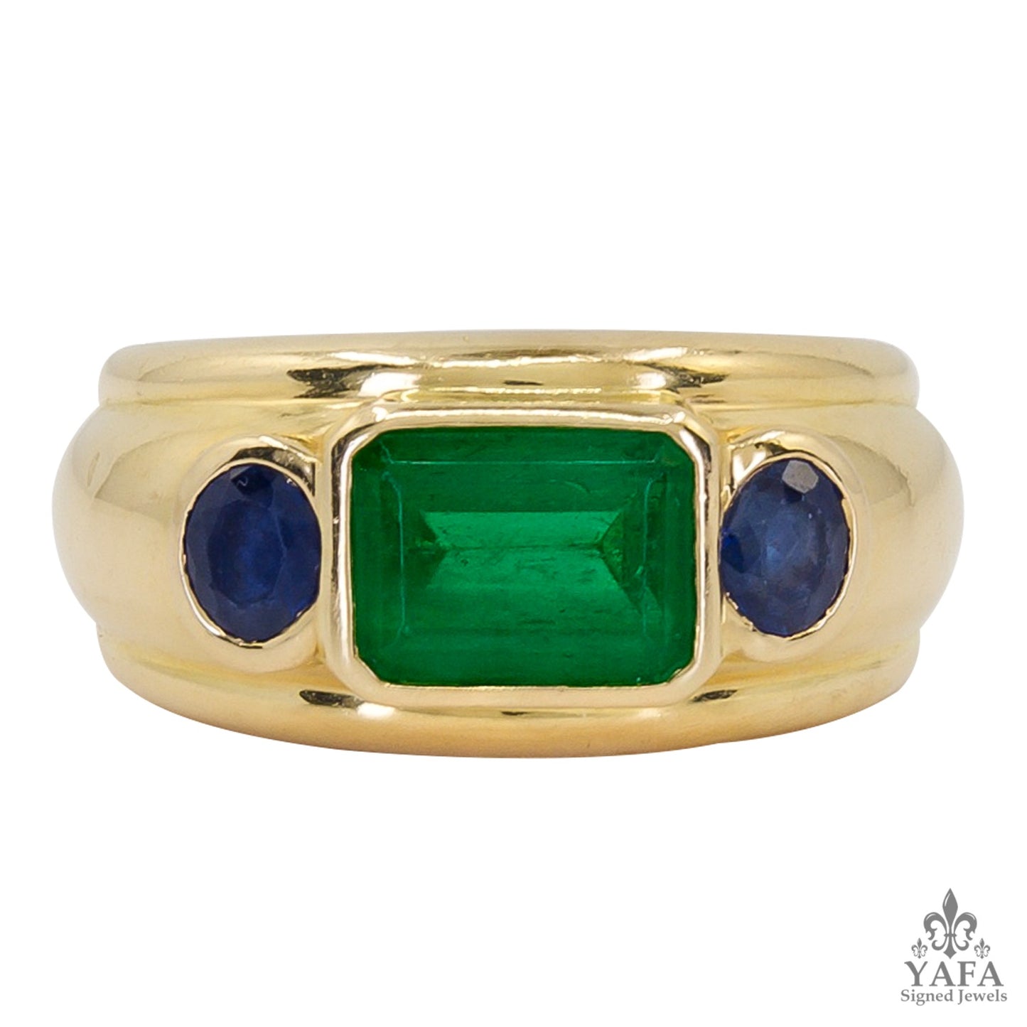 Emerald Sapphire Signet Ring