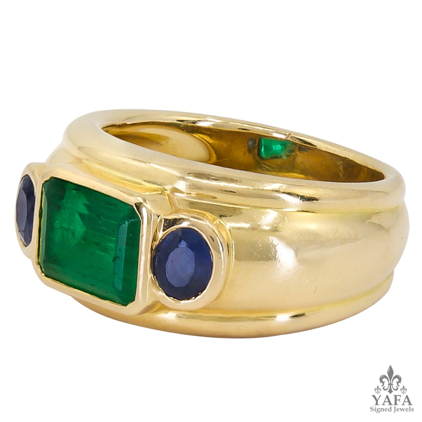 Emerald Sapphire Signet Ring
