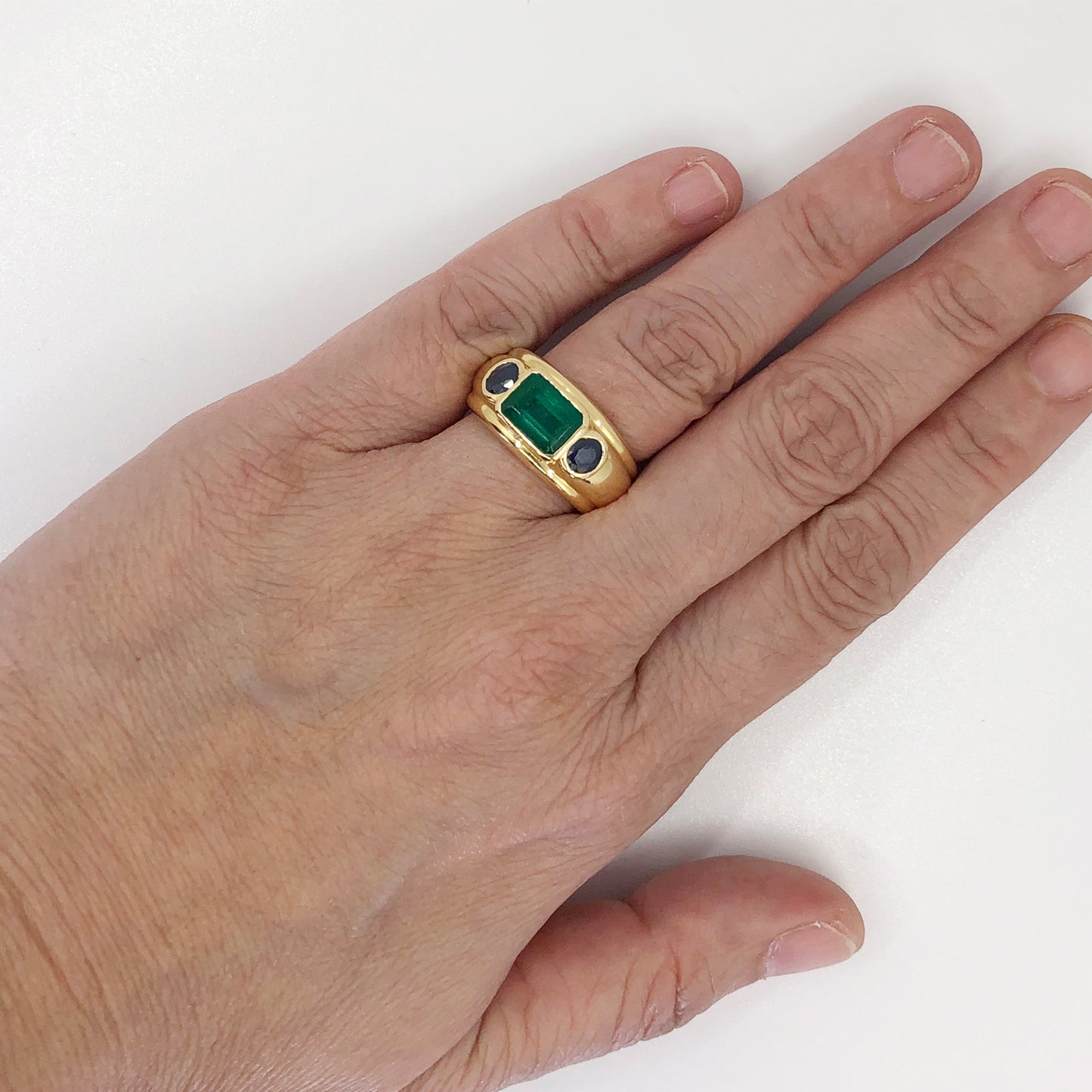 Emerald Sapphire Signet Ring