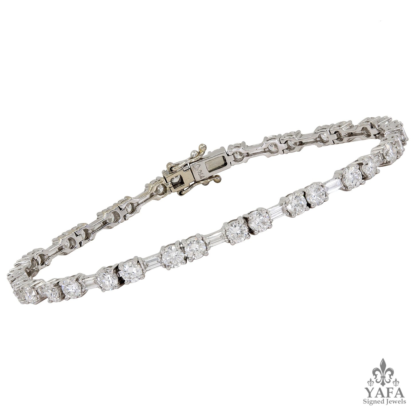 Baguette Round Diamond Riviere Bracelet