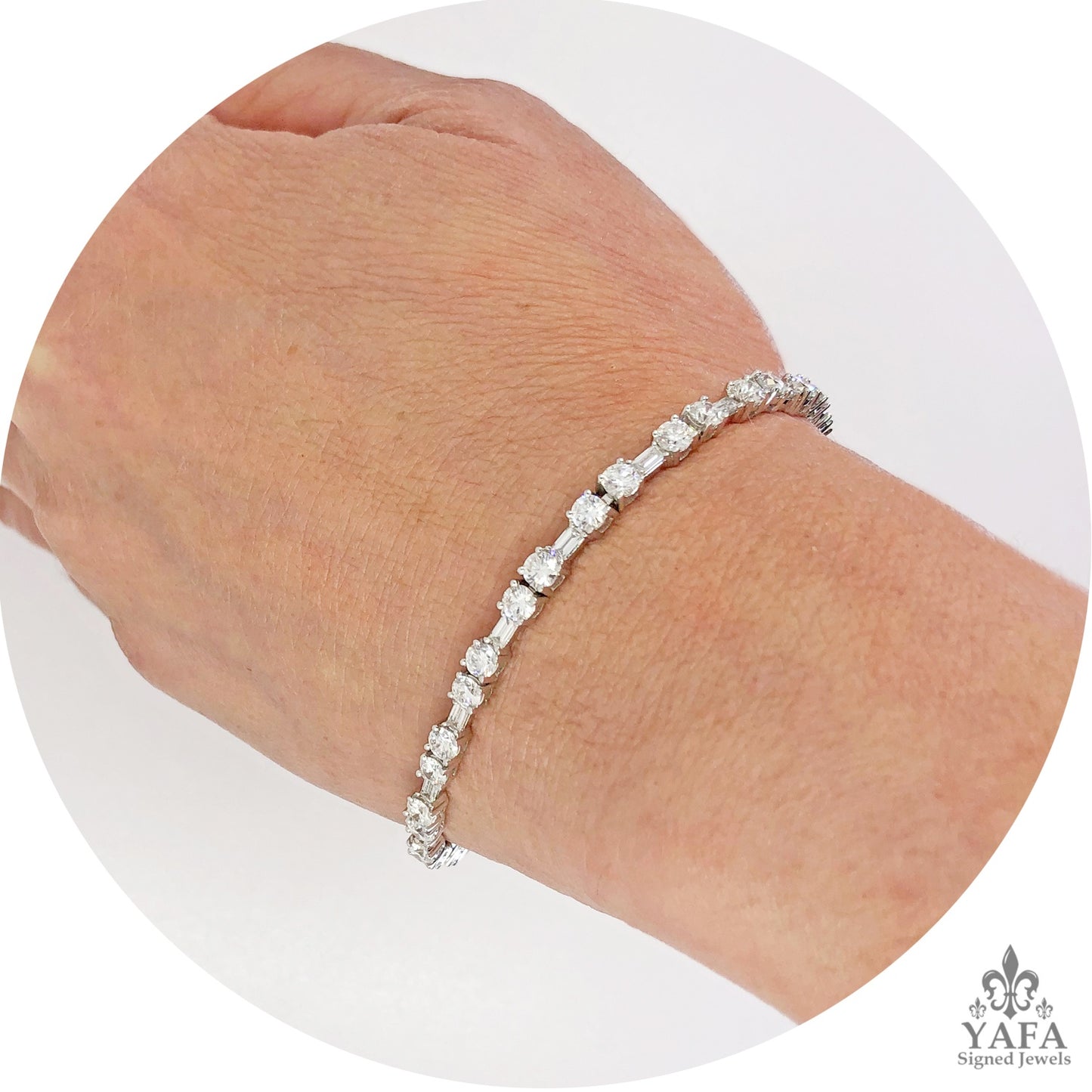 Baguette Round Diamond Riviere Bracelet