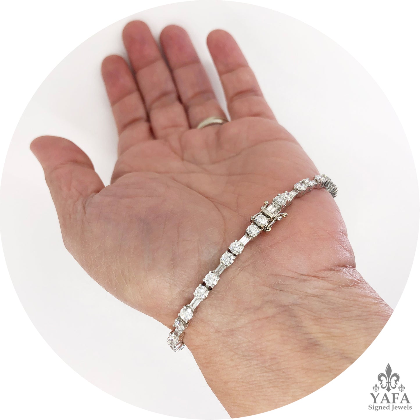 Baguette Round Diamond Riviere Bracelet