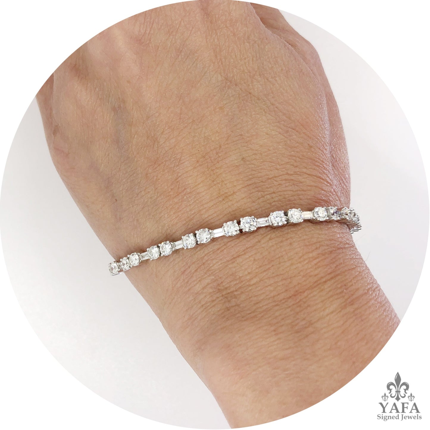 Baguette Round Diamond Riviere Bracelet