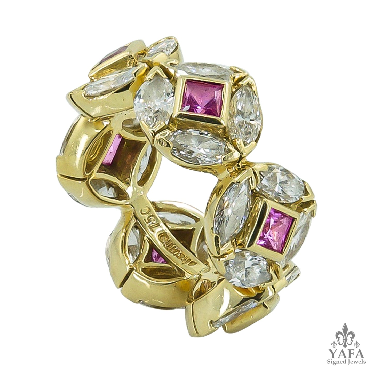 HAUME Diamond Pink Sapphire Eternity Band Ring