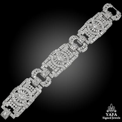 Deco-Style Diamond Articulated Link Bracelet