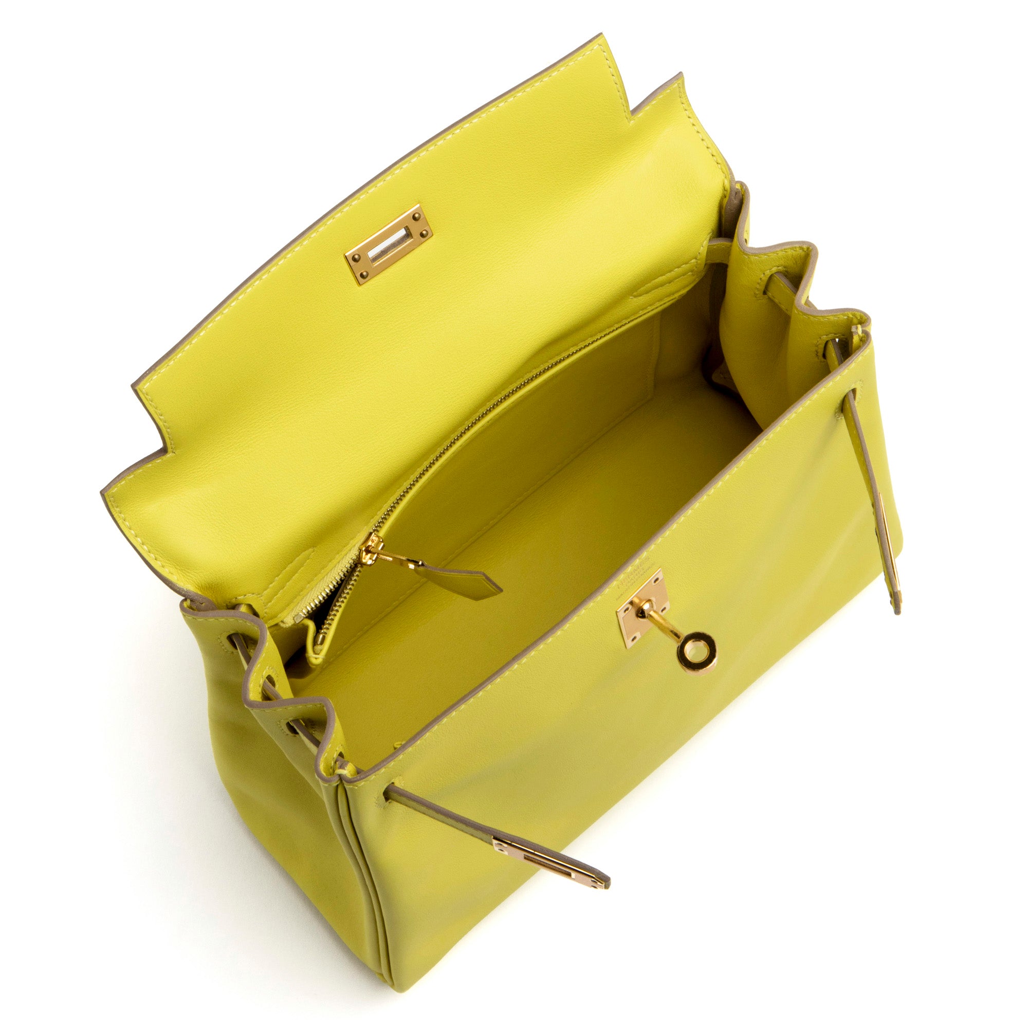 HERMES Lime Retourne Kelly 25cm