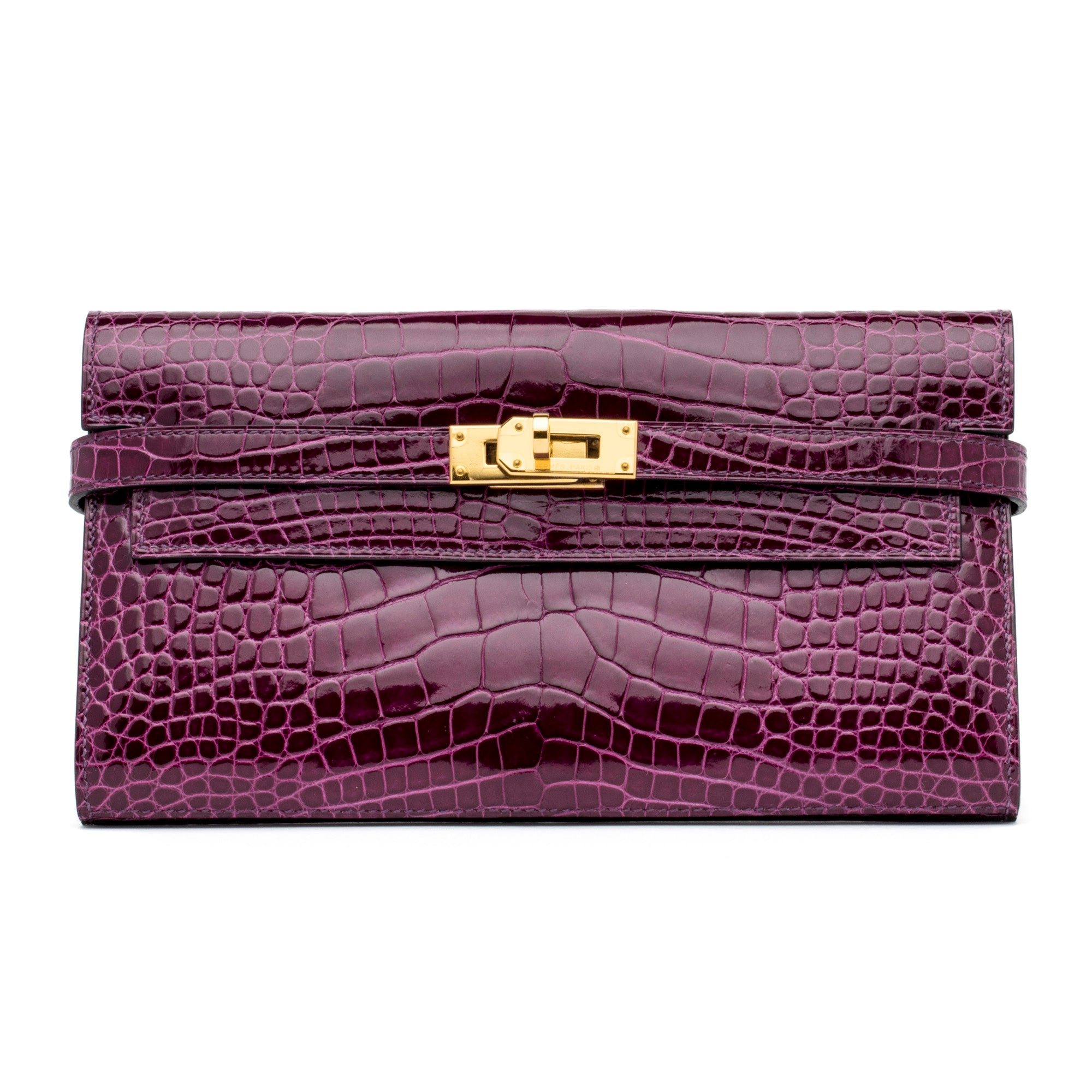 HERMES Amethyste Crocodile Clutch