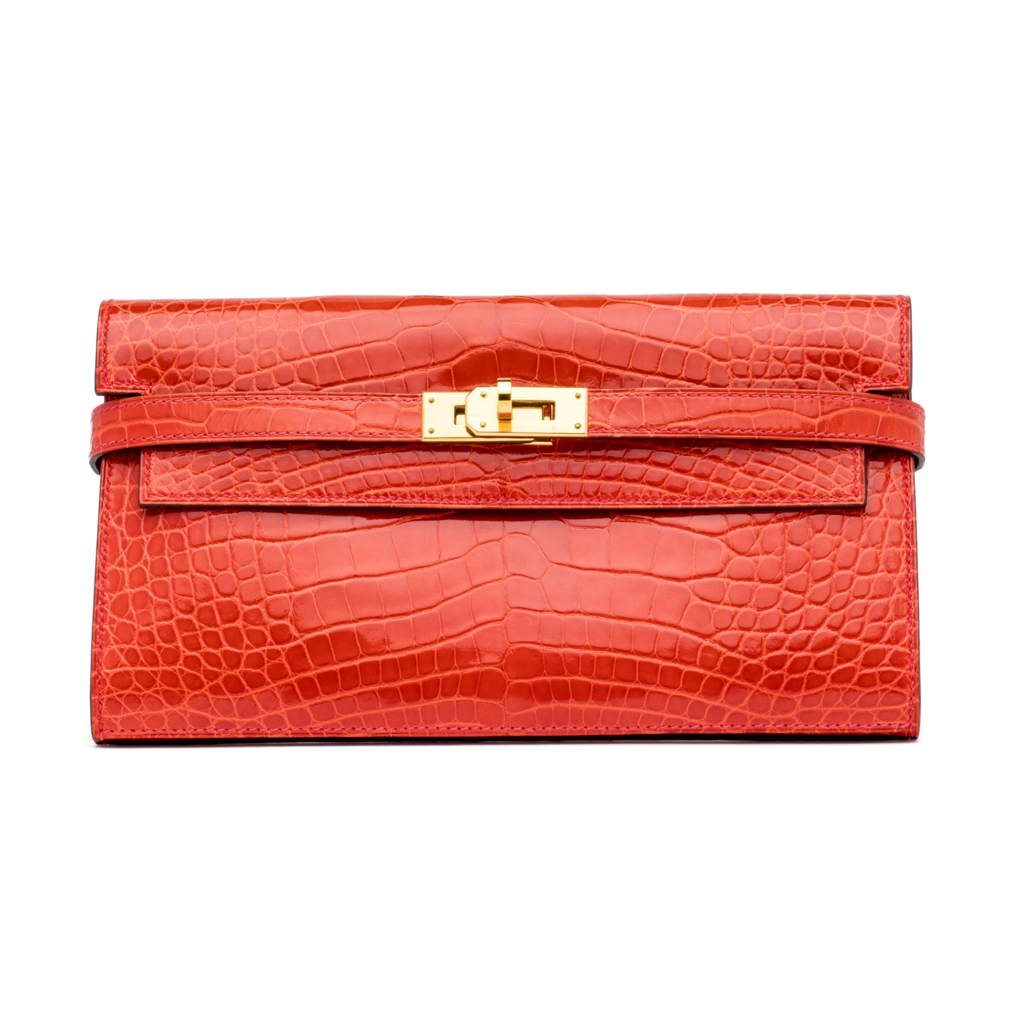 HERMES Orange Alligator Clutch
