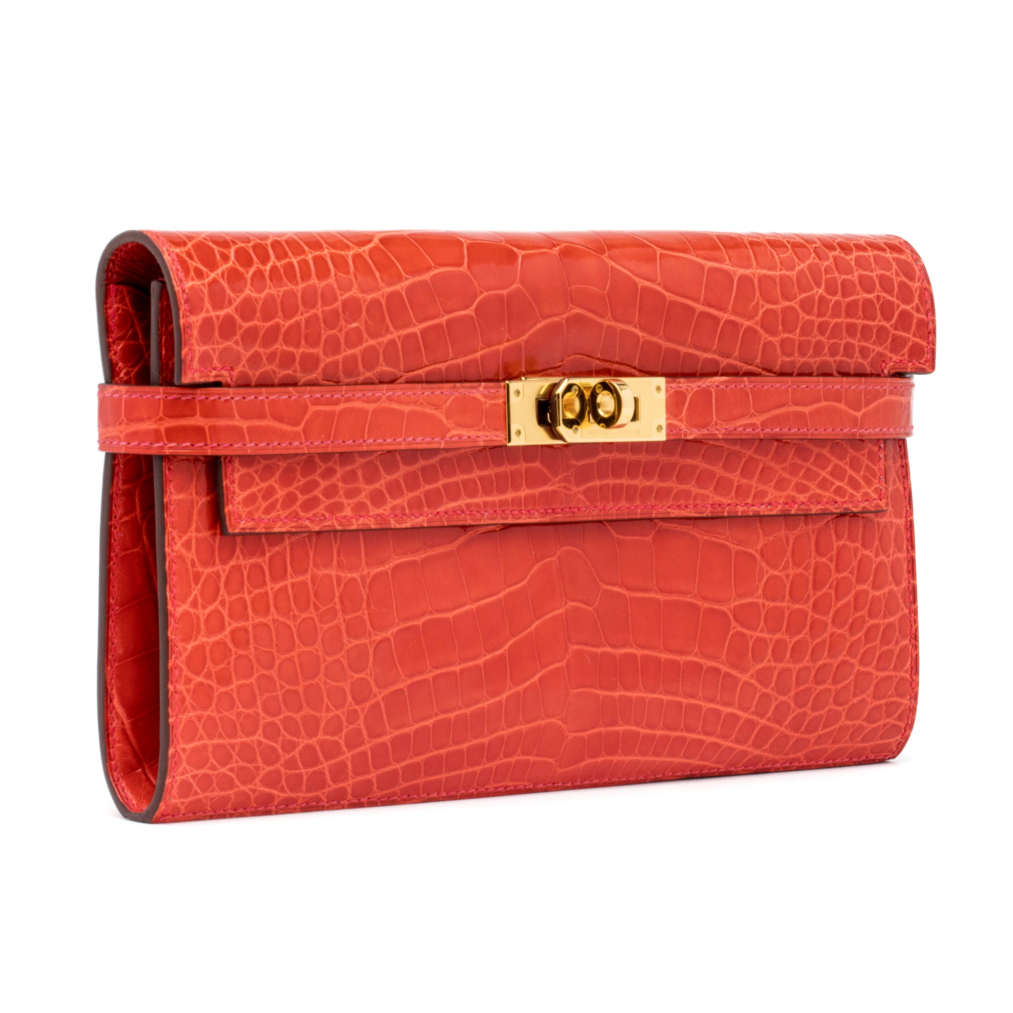 HERMES Orange Alligator Clutch