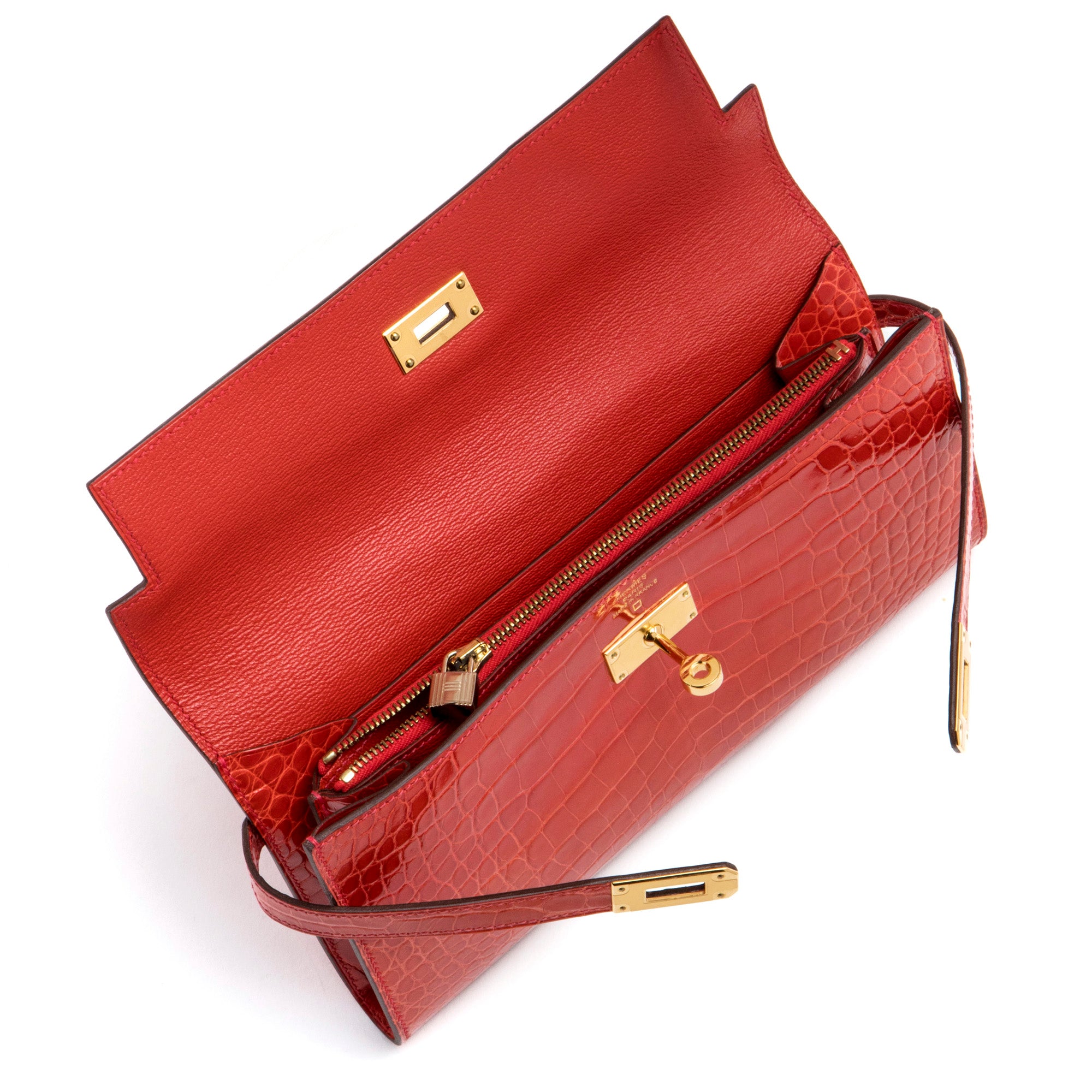 HERMES Orange Alligator Clutch