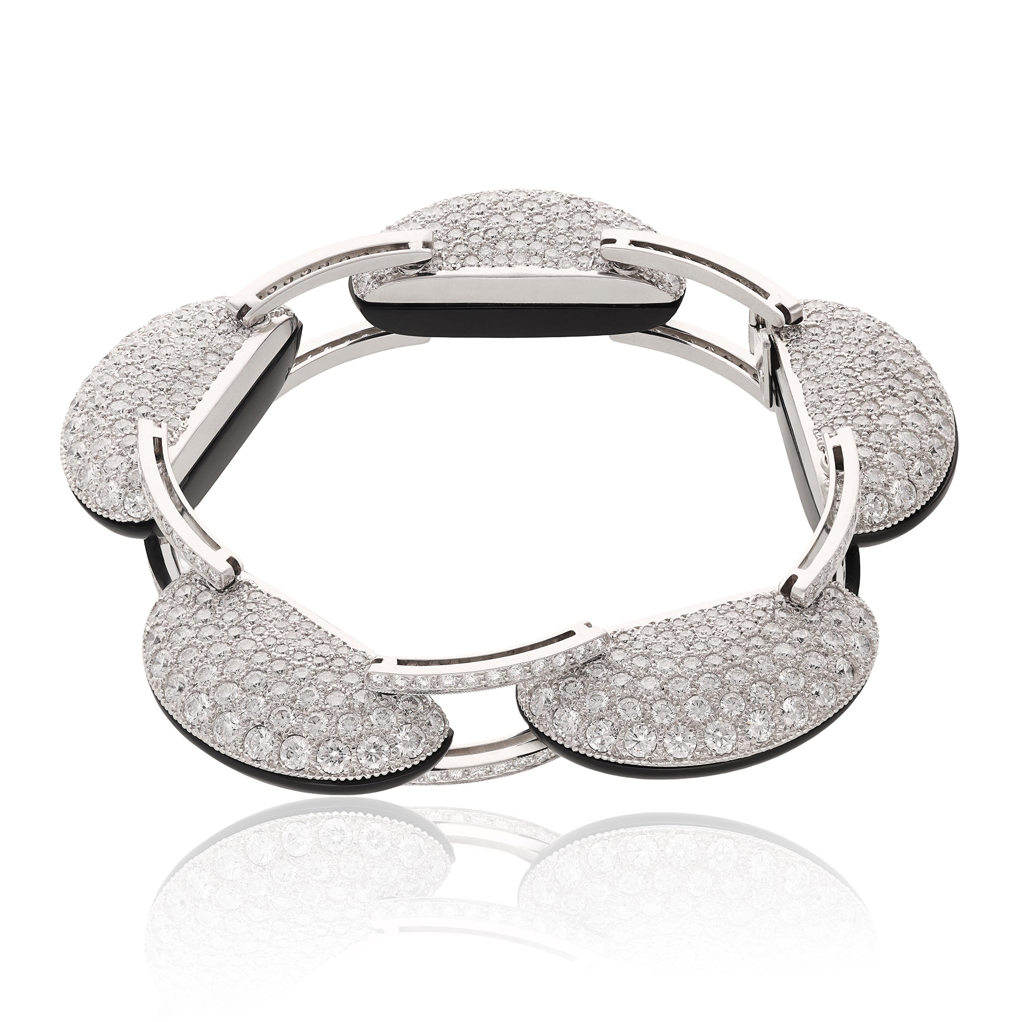 Platinum Diamond and Onyx Bracelet