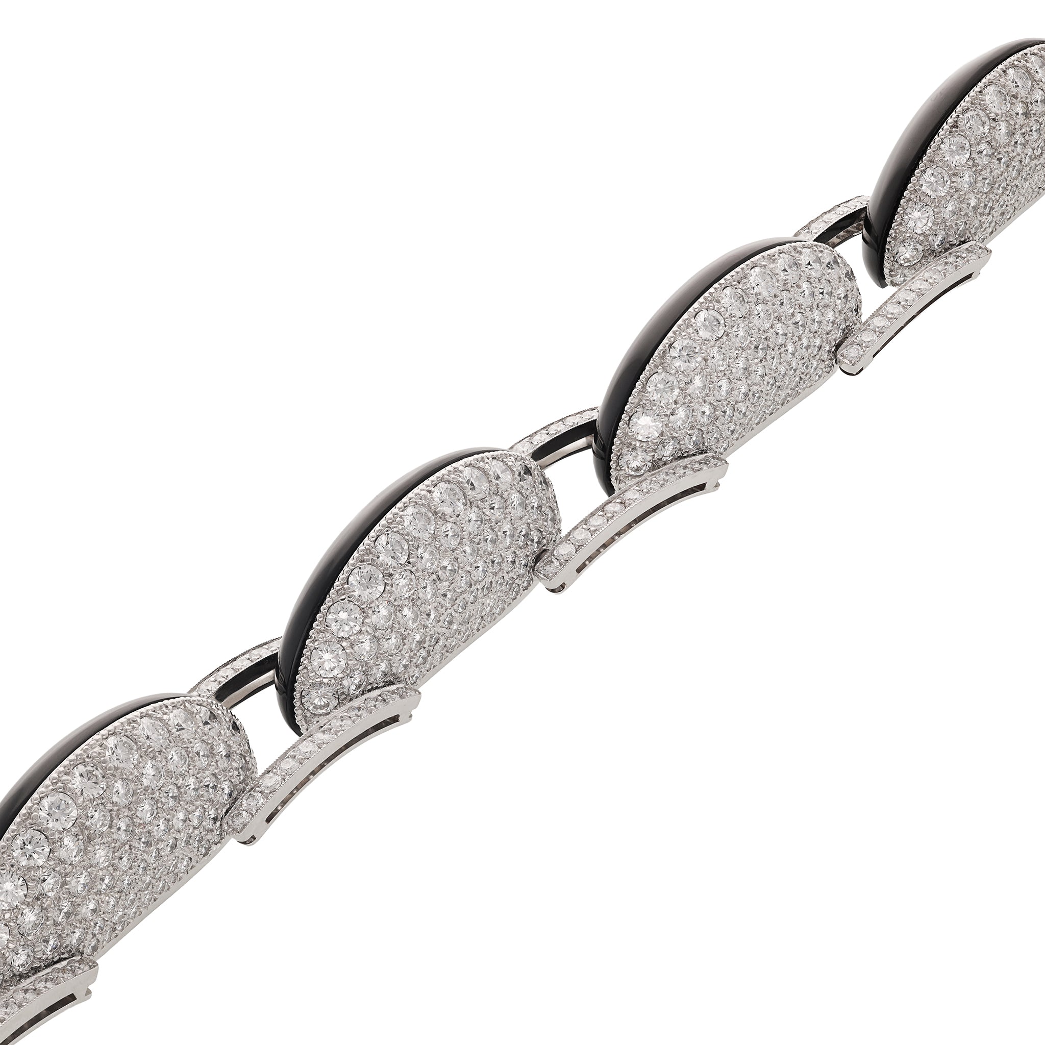 Platinum Diamond and Onyx Bracelet