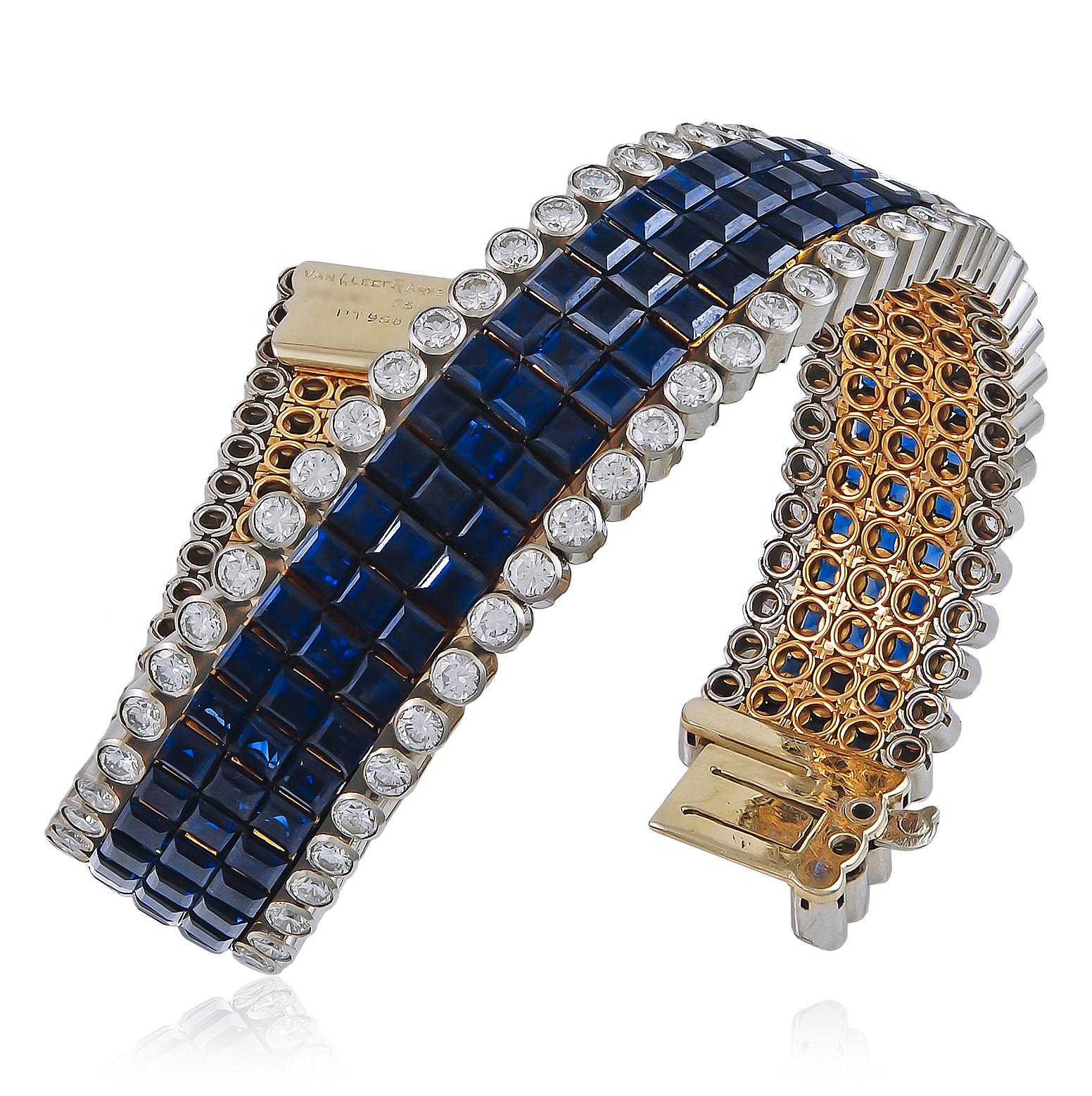 VAN CLEEF & ARPELS Diamond and Sapphire Mystery-Set Bracelet