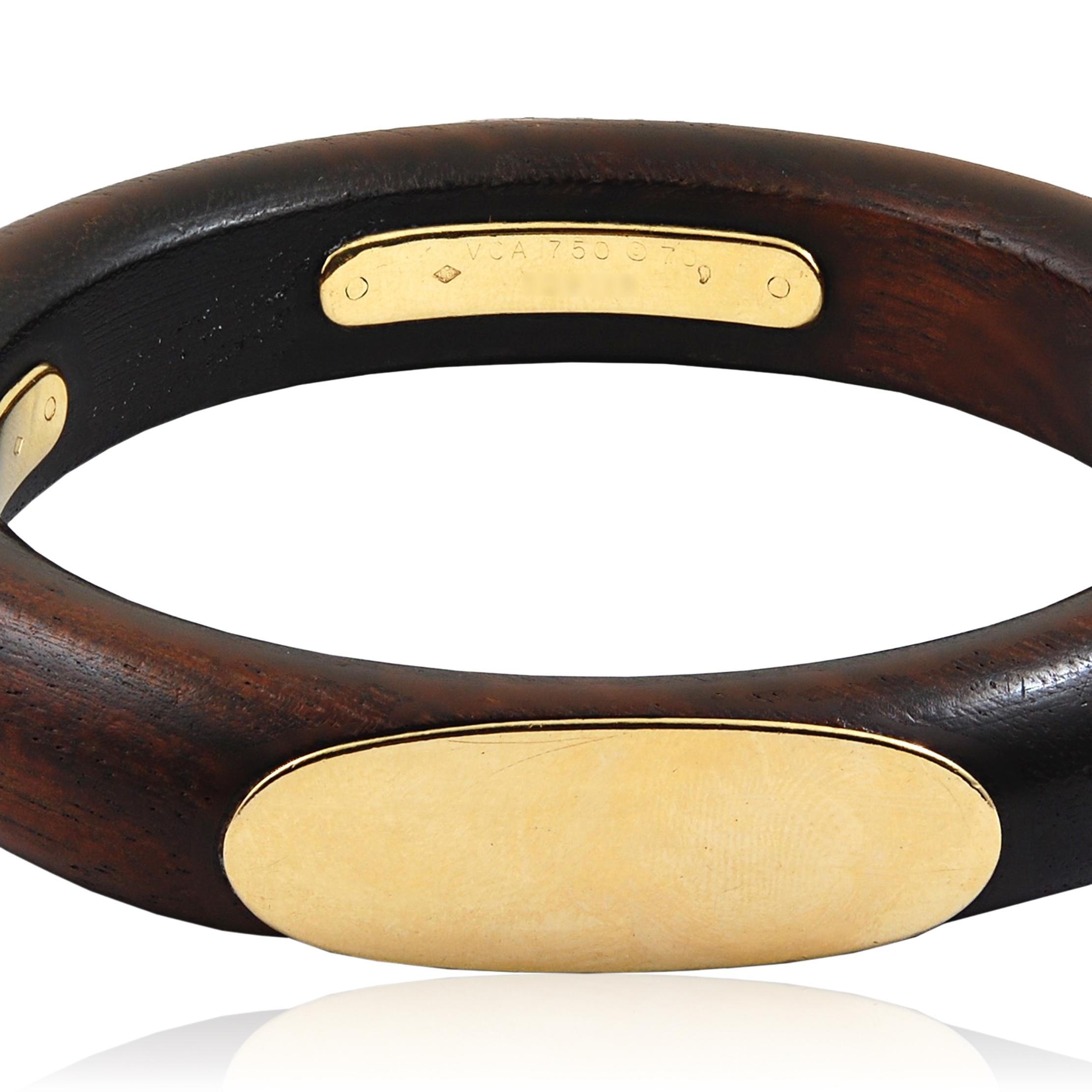 VAN CLEEF & ARPELS 18K Yellow Gold Wood Bangle