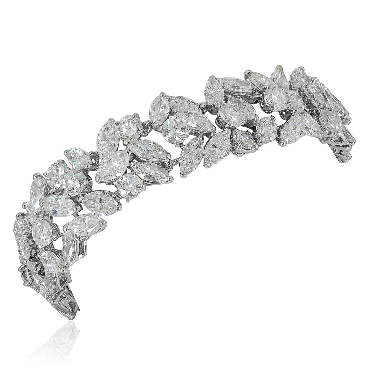 CARTIER PARIS Platinum, Marquise and Round Diamond Bracelet