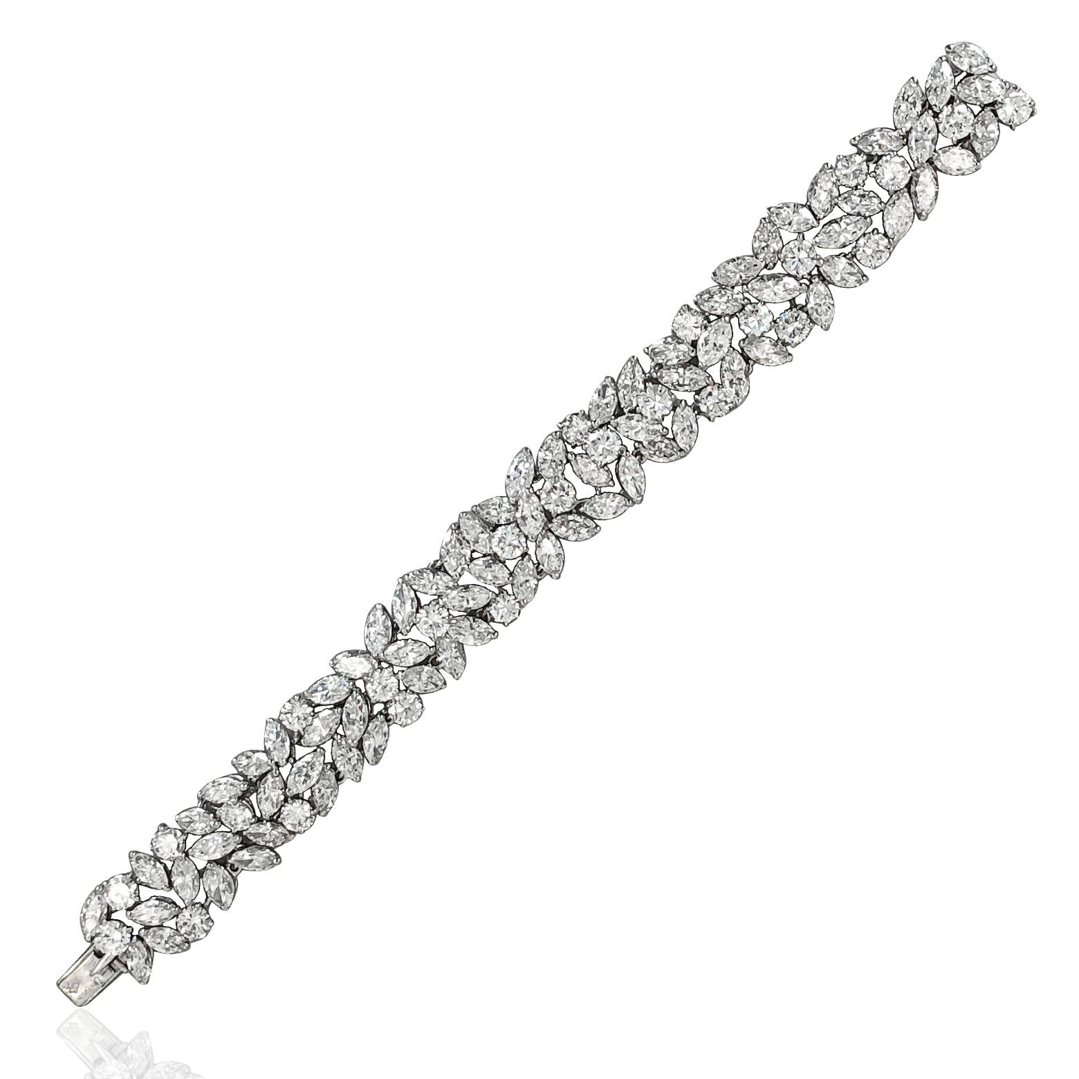 CARTIER PARIS Platinum, Marquise and Round Diamond Bracelet