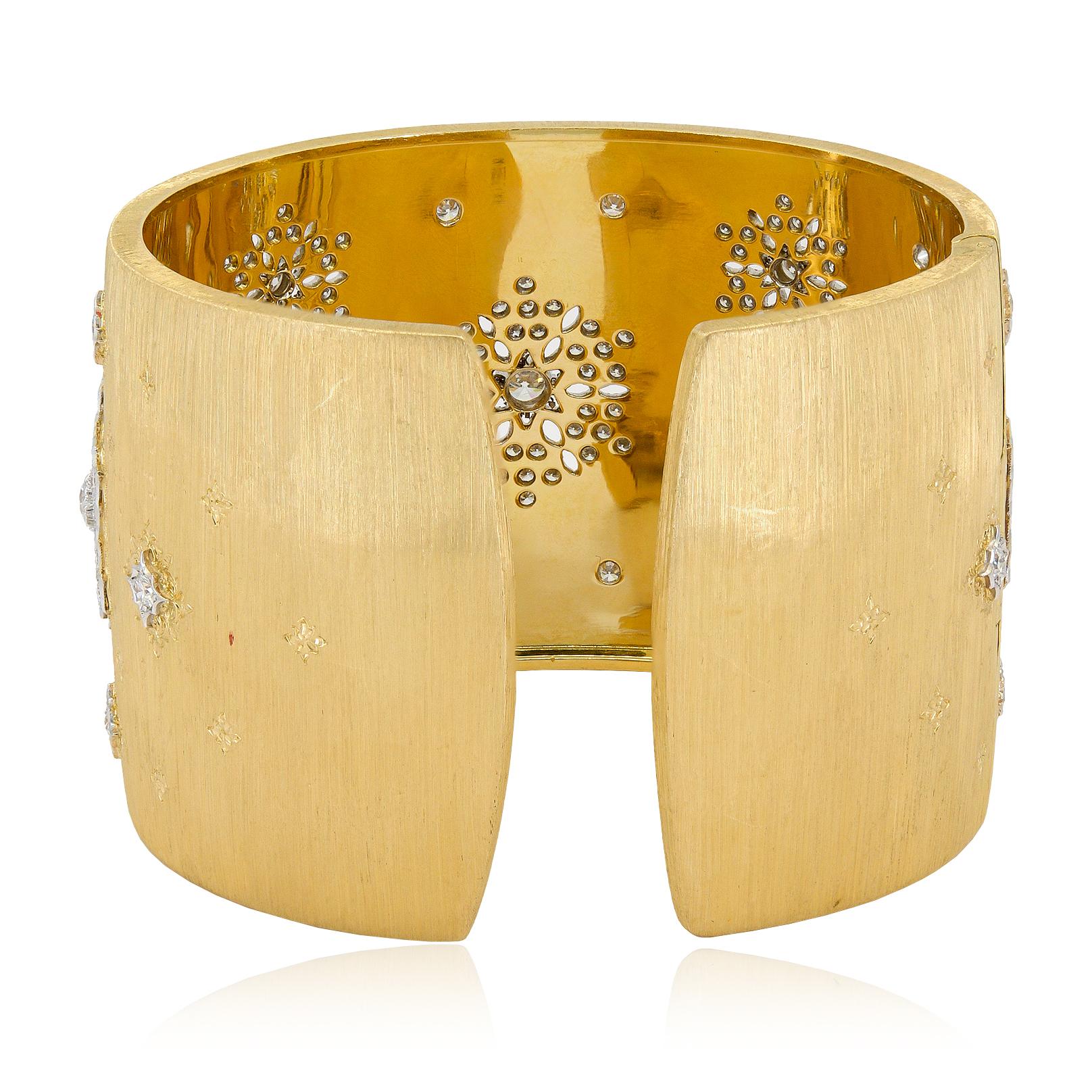 M. BUCCELLATI 18K Yellow Gold Diamond “Opera” Cuff Bracelet