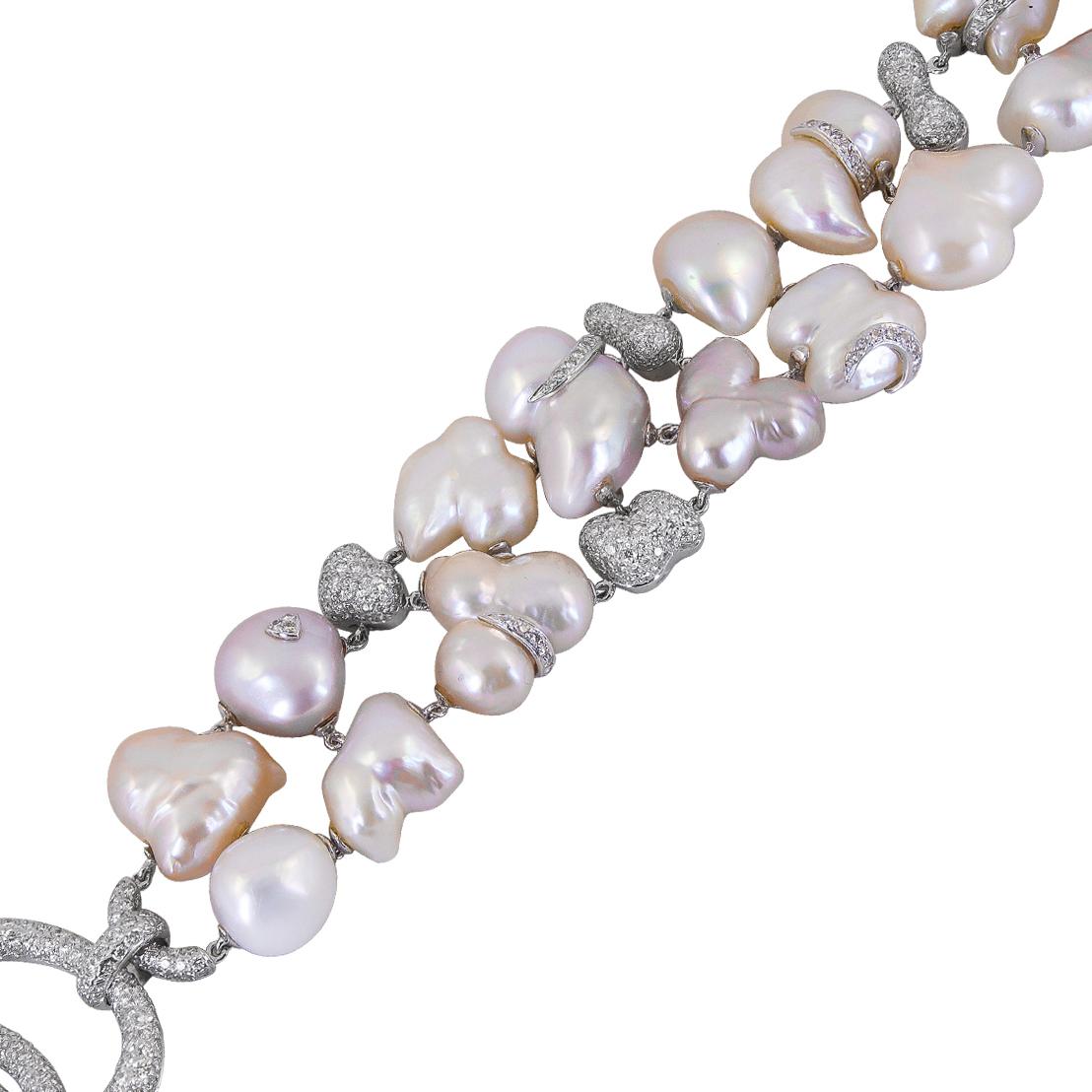 SABBADINI Diamond and Pearl Bracelet & Earring Suite