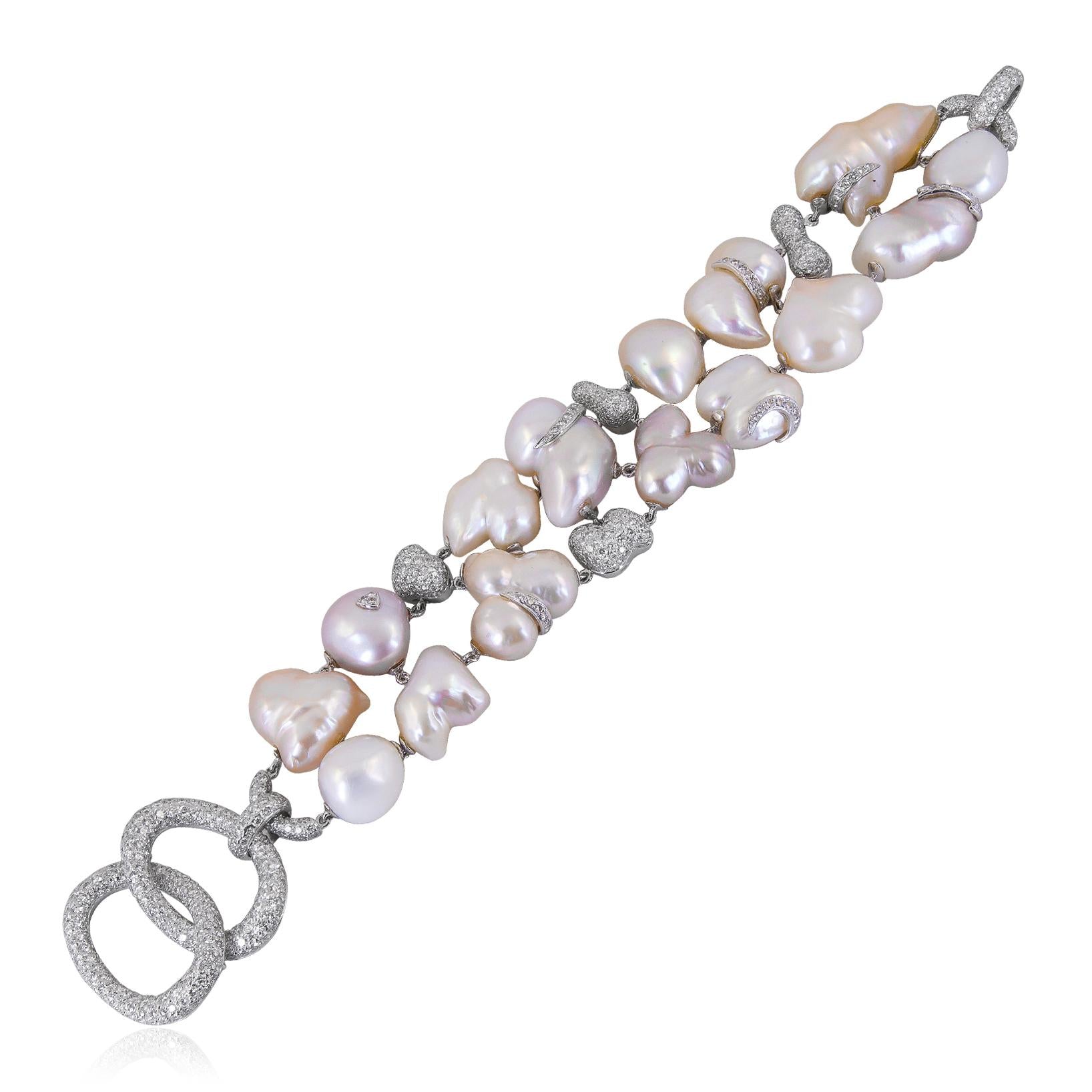 SABBADINI Diamond and Pearl Bracelet & Earring Suite
