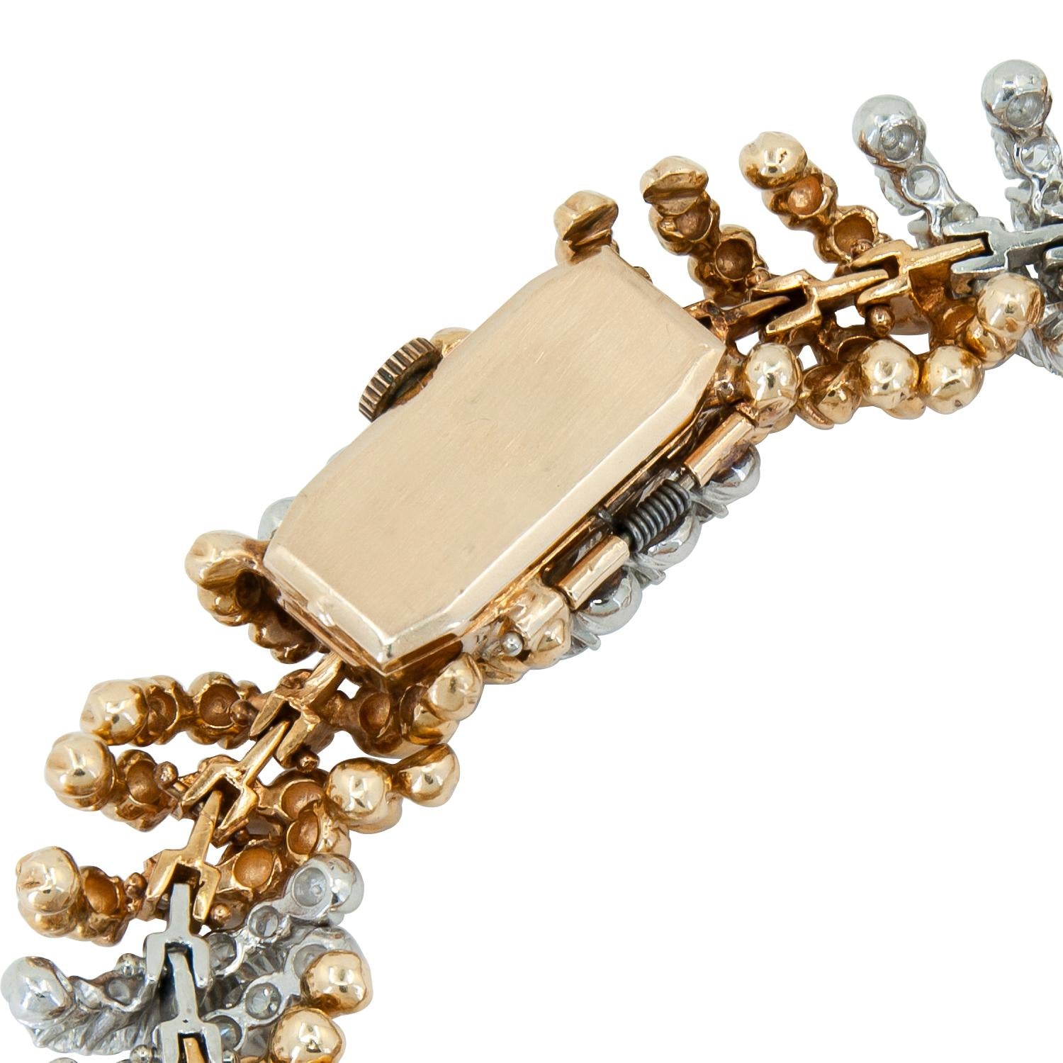 DAVID WEBB Platinum & 18K Yellow Gold Textured Bead Diamond Bracelet Watch