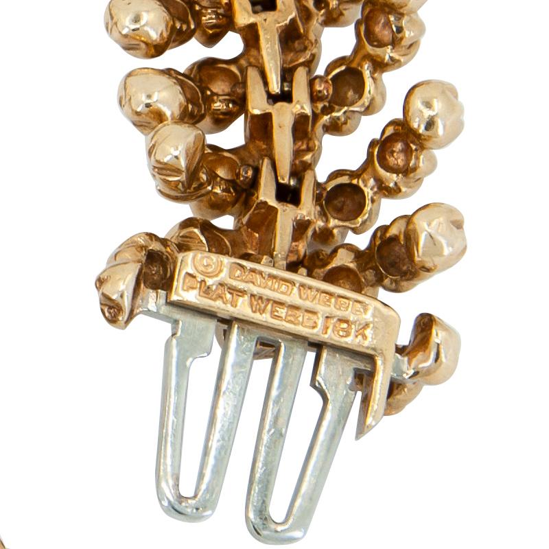 DAVID WEBB Platinum & 18K Yellow Gold Textured Bead Diamond Bracelet Watch