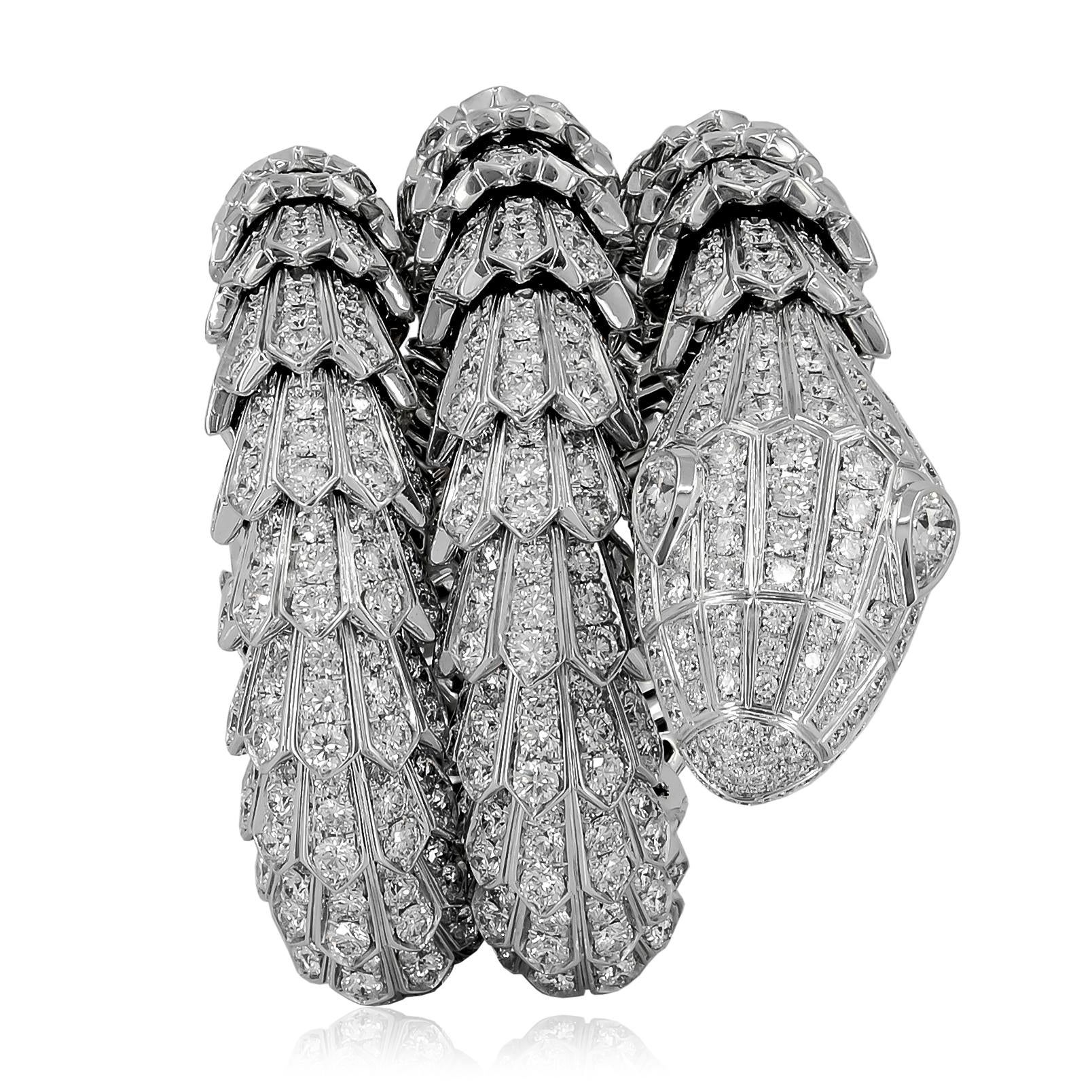 BULGARI 18K WHITE GOLD DIAMOND SERPENTI BRACELET