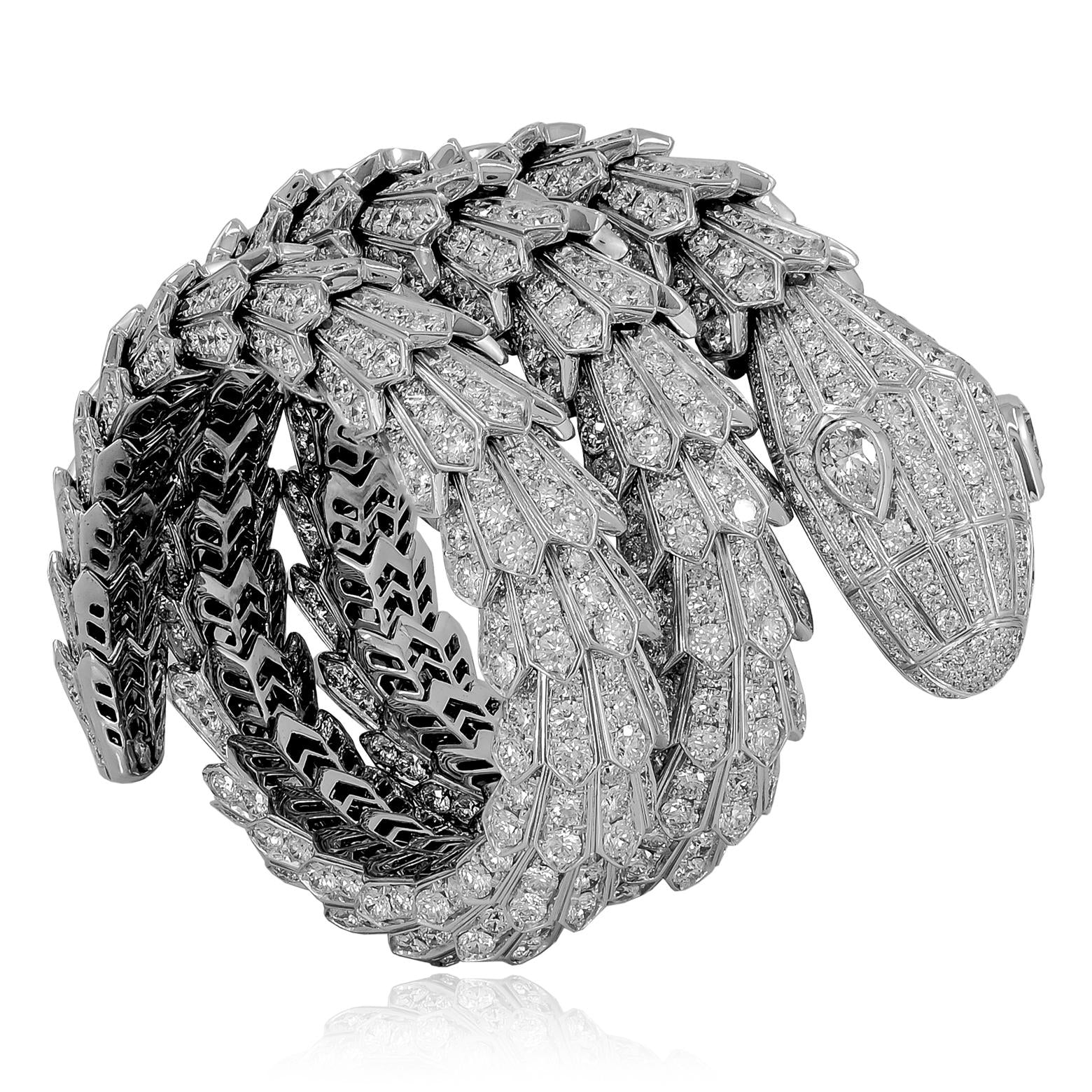 BULGARI 18K WHITE GOLD DIAMOND SERPENTI BRACELET