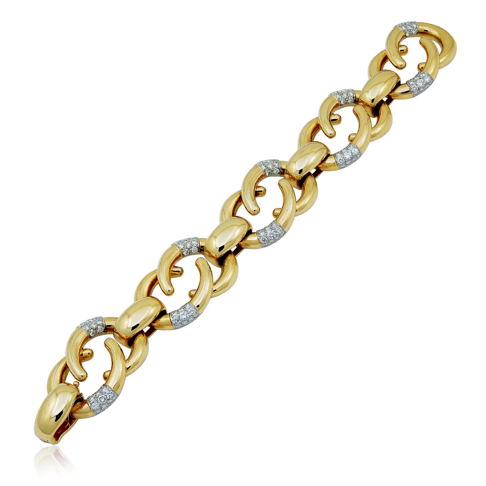 CARTIER Paris 18K Yellow Gold and Diamond Curb Link Bracelet