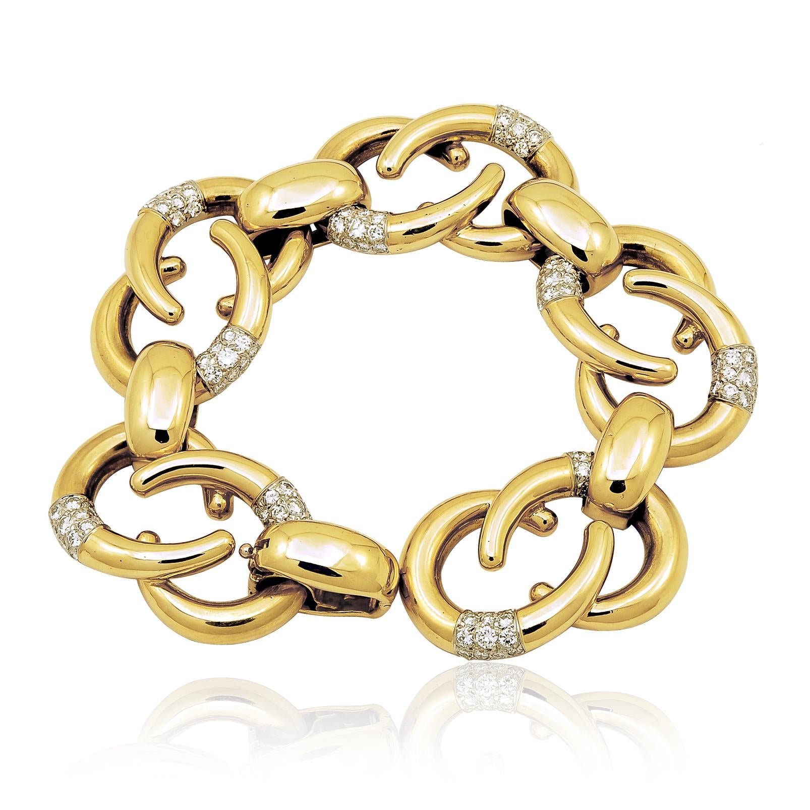 CARTIER Paris 18K Yellow Gold and Diamond Curb Link Bracelet