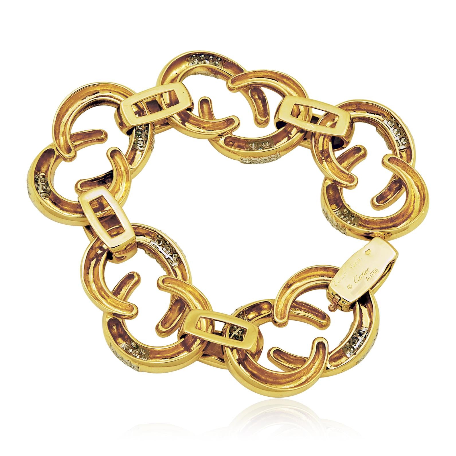 CARTIER Paris 18K Yellow Gold and Diamond Curb Link Bracelet