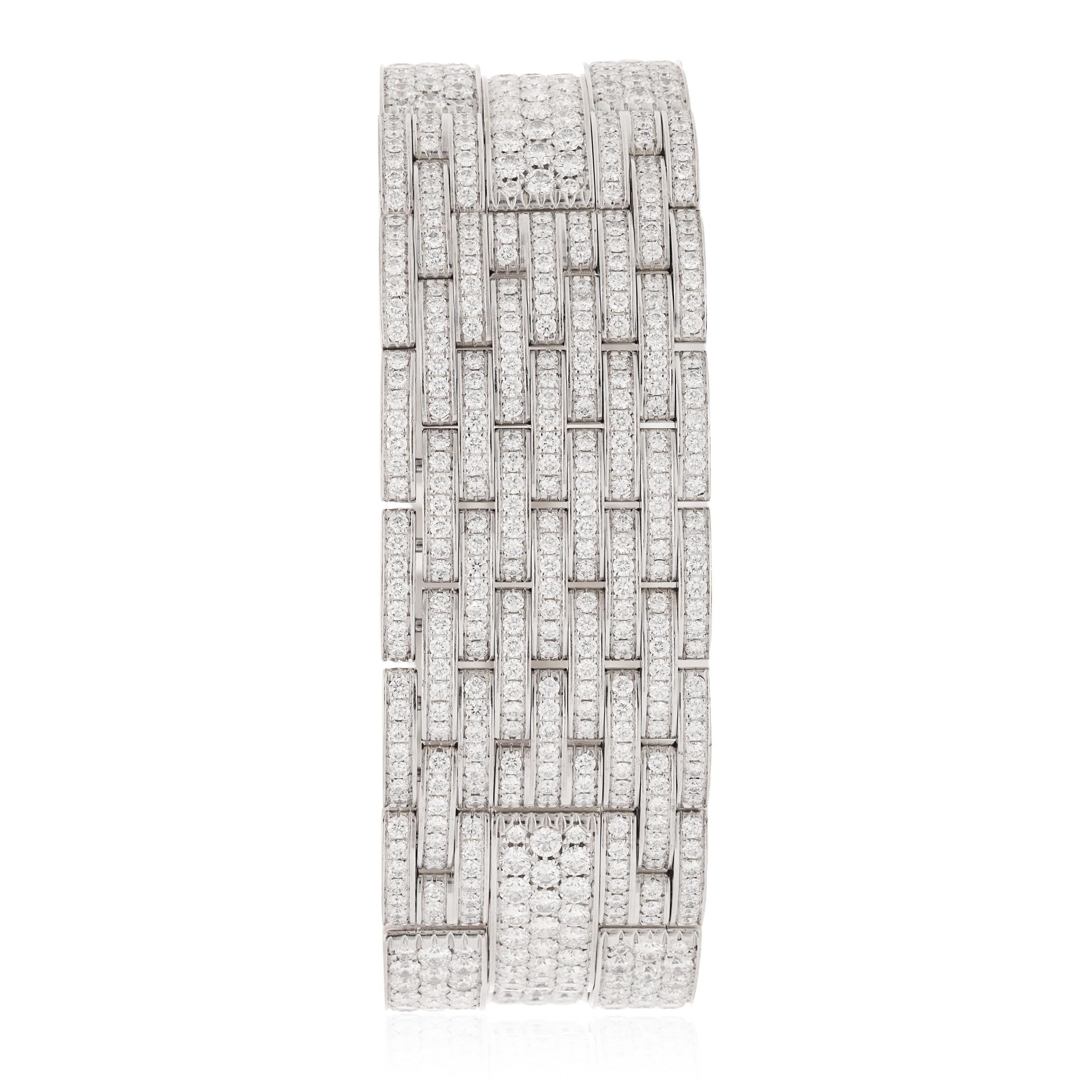 CARTIER 18K White Gold, Diamond 9 Row Panthère Bracelet