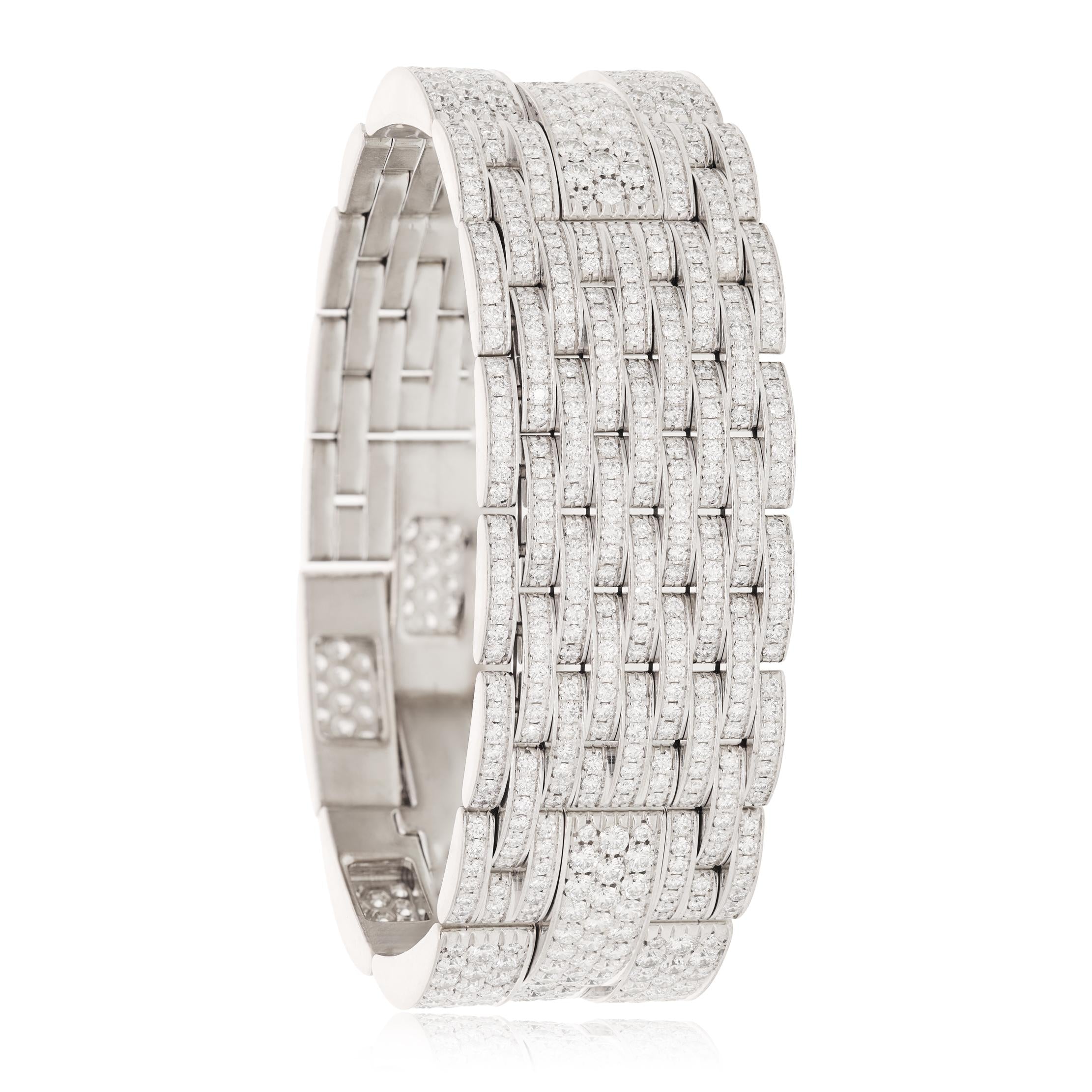 CARTIER 18K White Gold, Diamond 9 Row Panthère Bracelet