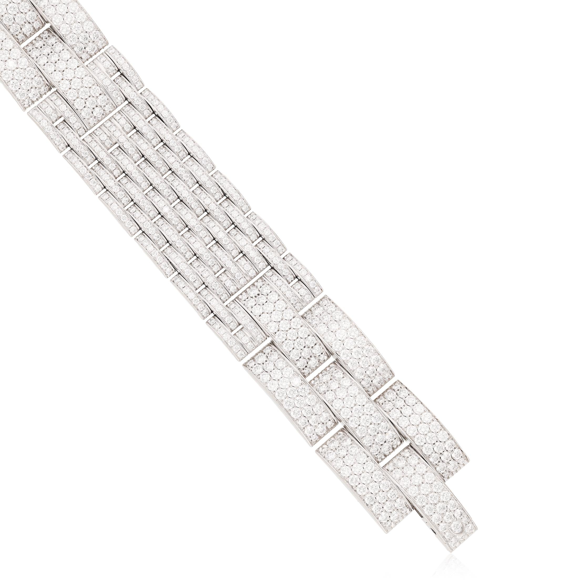 CARTIER 18K White Gold, Diamond 9 Row Panthère Bracelet
