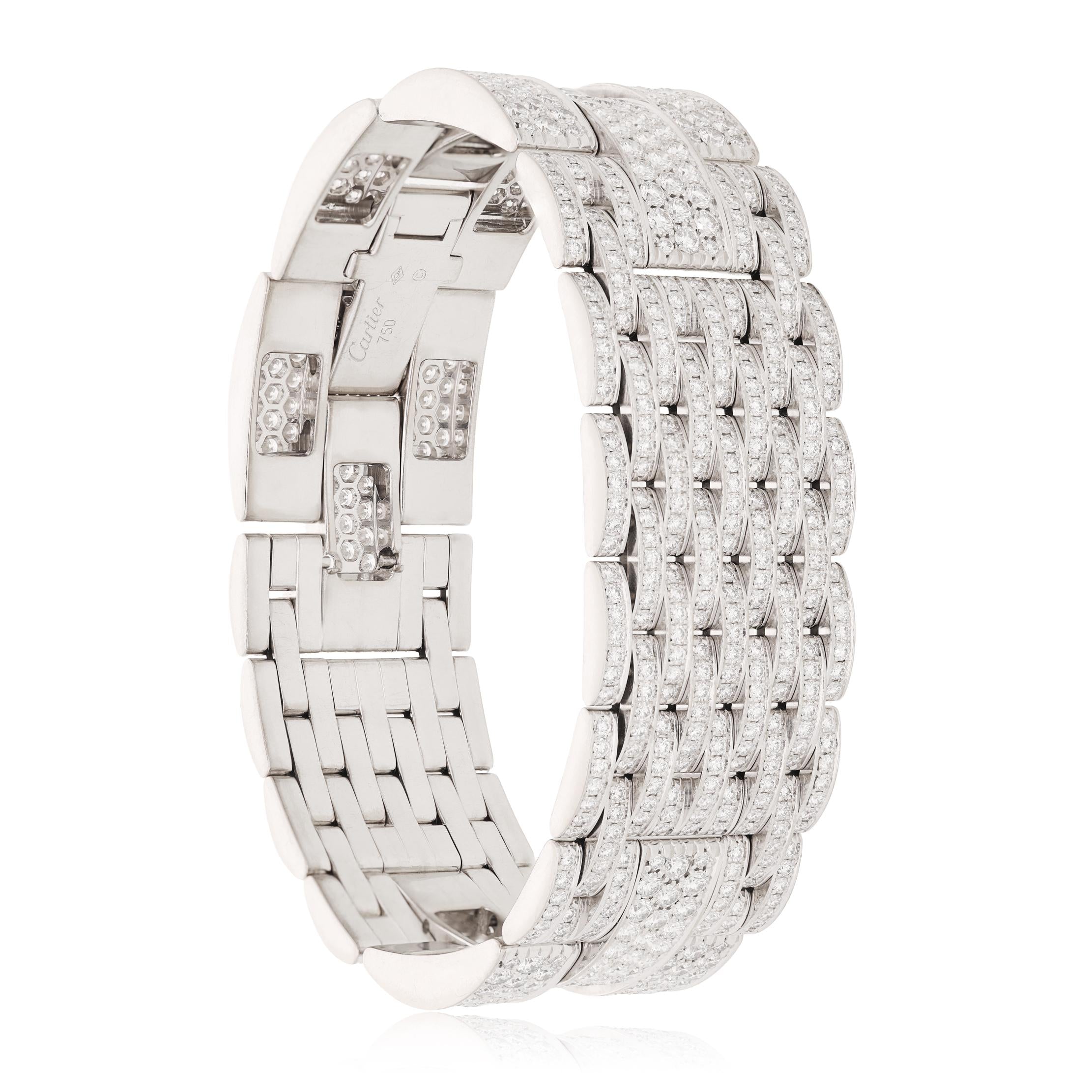 CARTIER 18K White Gold, Diamond 9 Row Panthère Bracelet