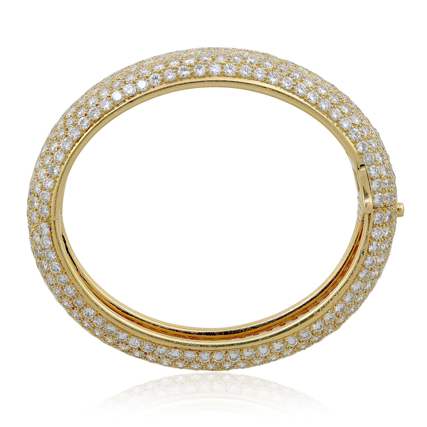 CARTIER 18K Yellow Gold Pavé Diamond Bangle Bracelet