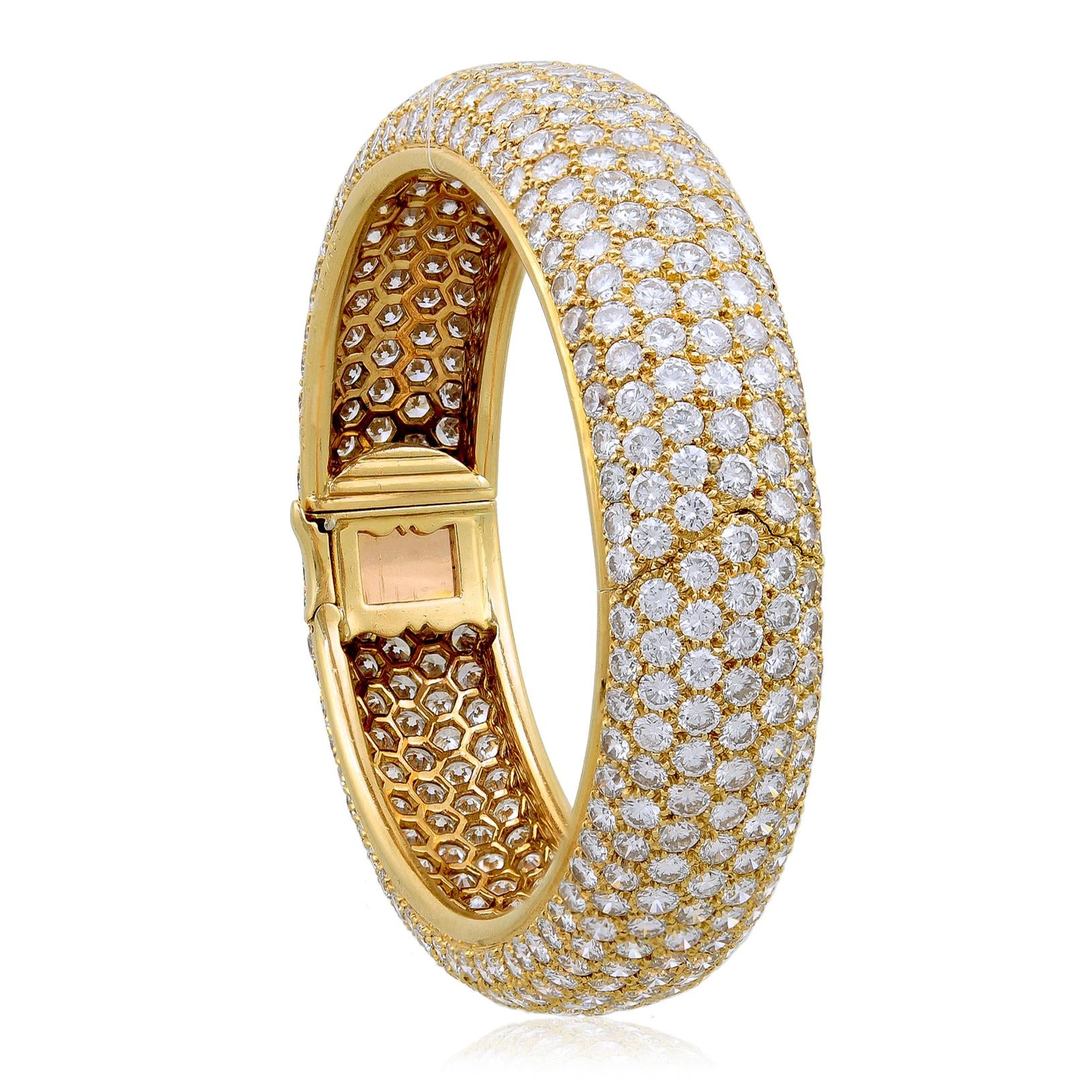 CARTIER 18K Yellow Gold Pavé Diamond Bangle Bracelet