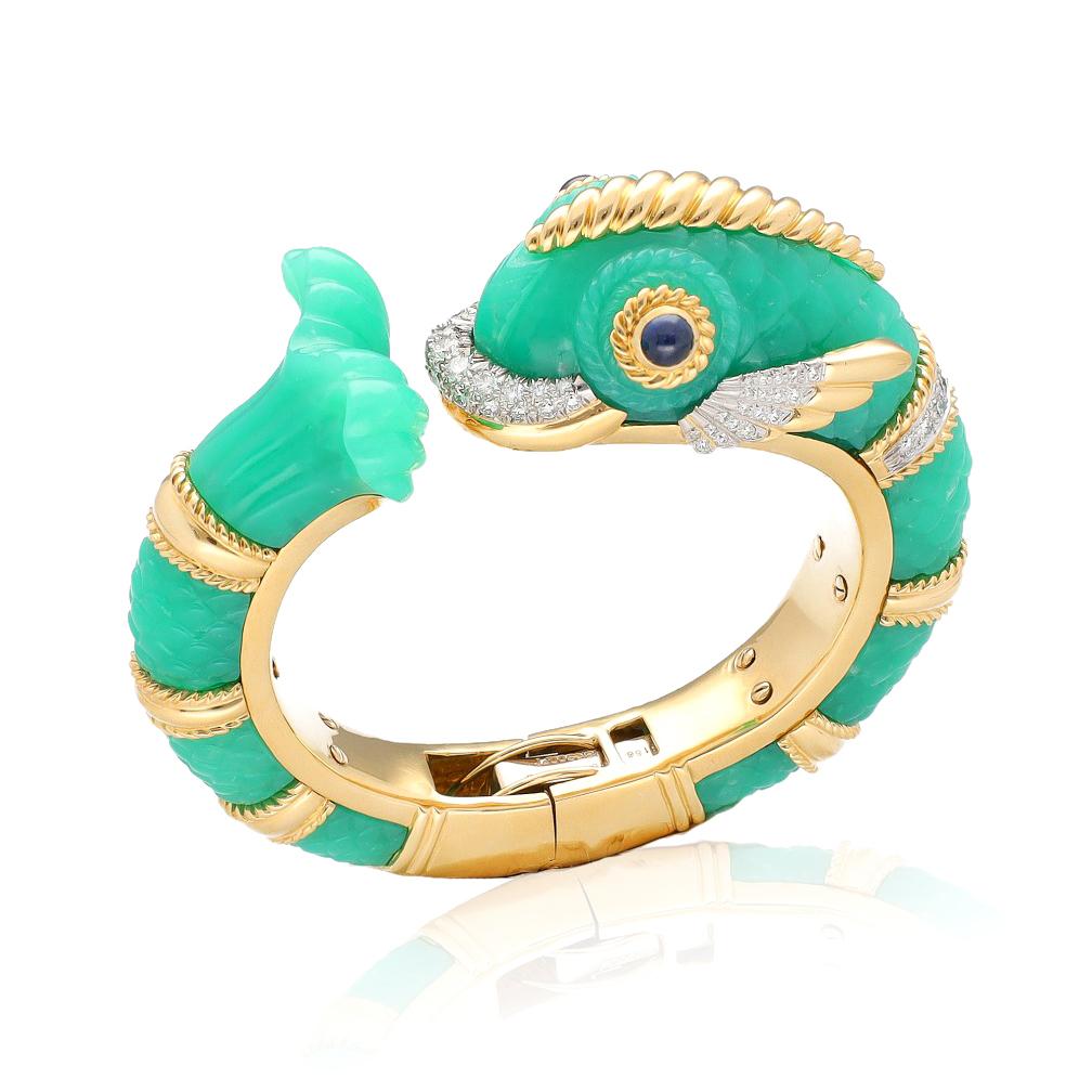 DAVID WEBB Chrysoprase Fish Bracelet