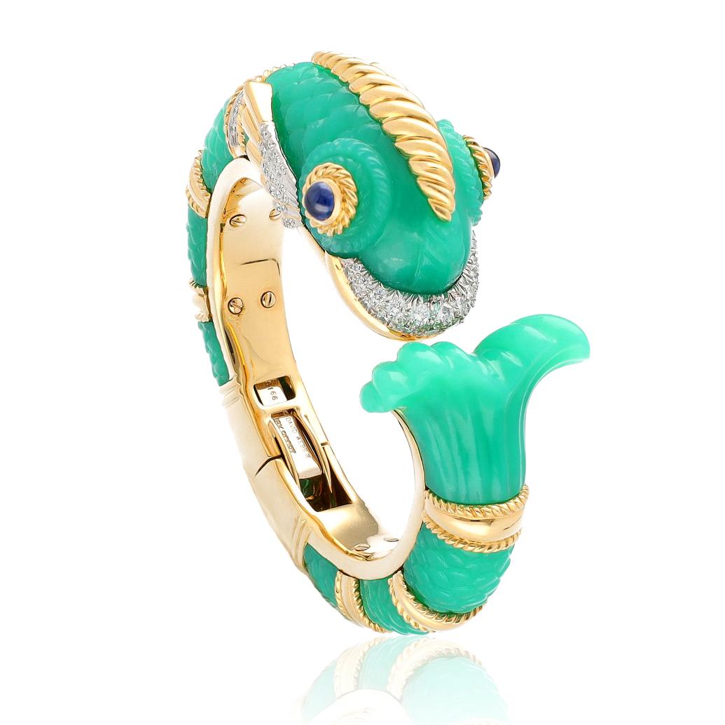 DAVID WEBB Chrysoprase Fish Bracelet