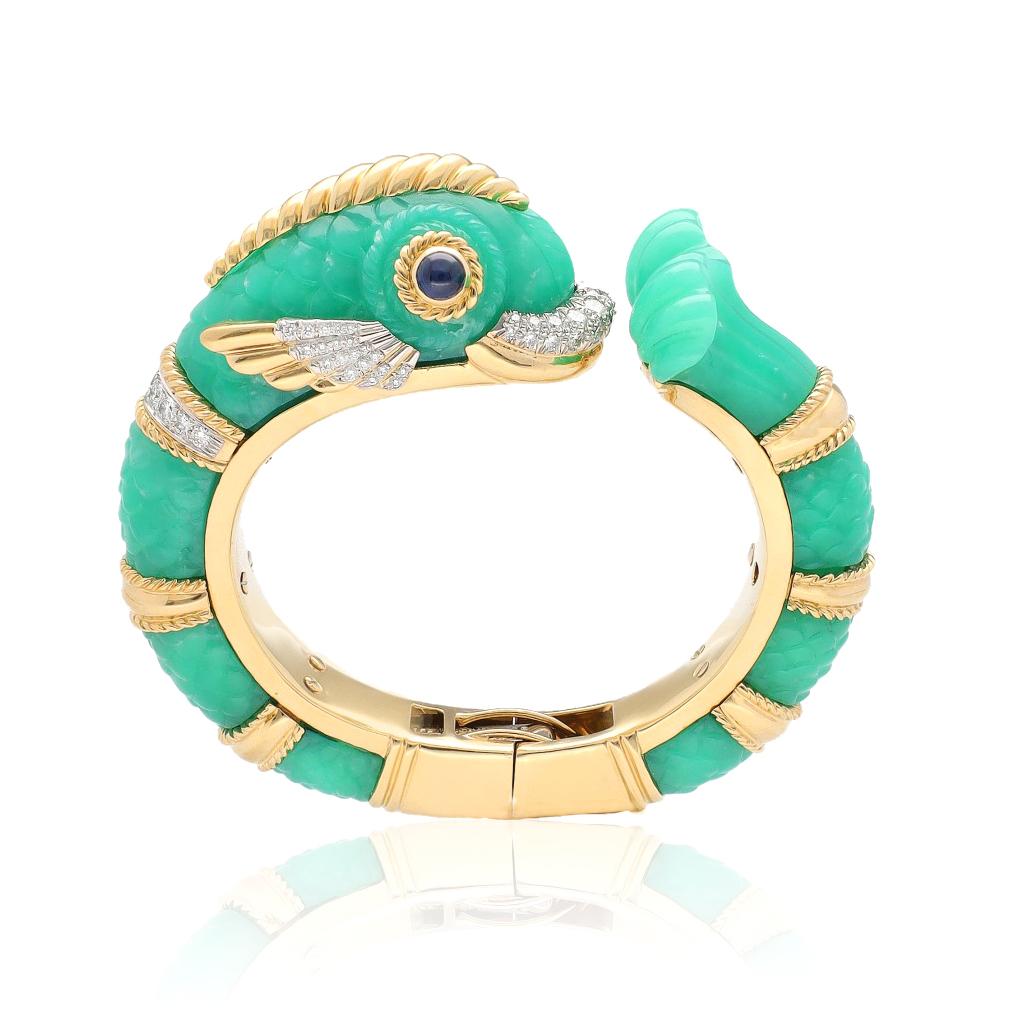 DAVID WEBB Chrysoprase Fish Bracelet