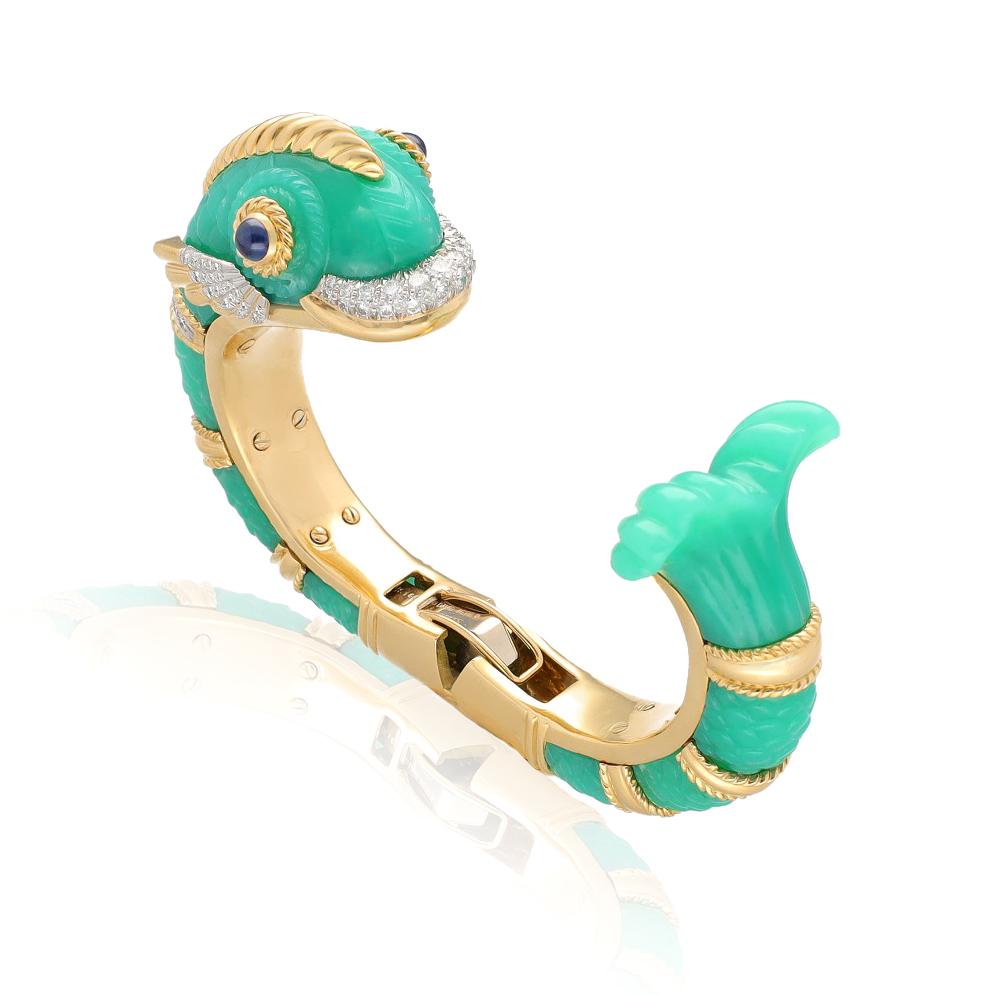 DAVID WEBB Chrysoprase Fish Bracelet