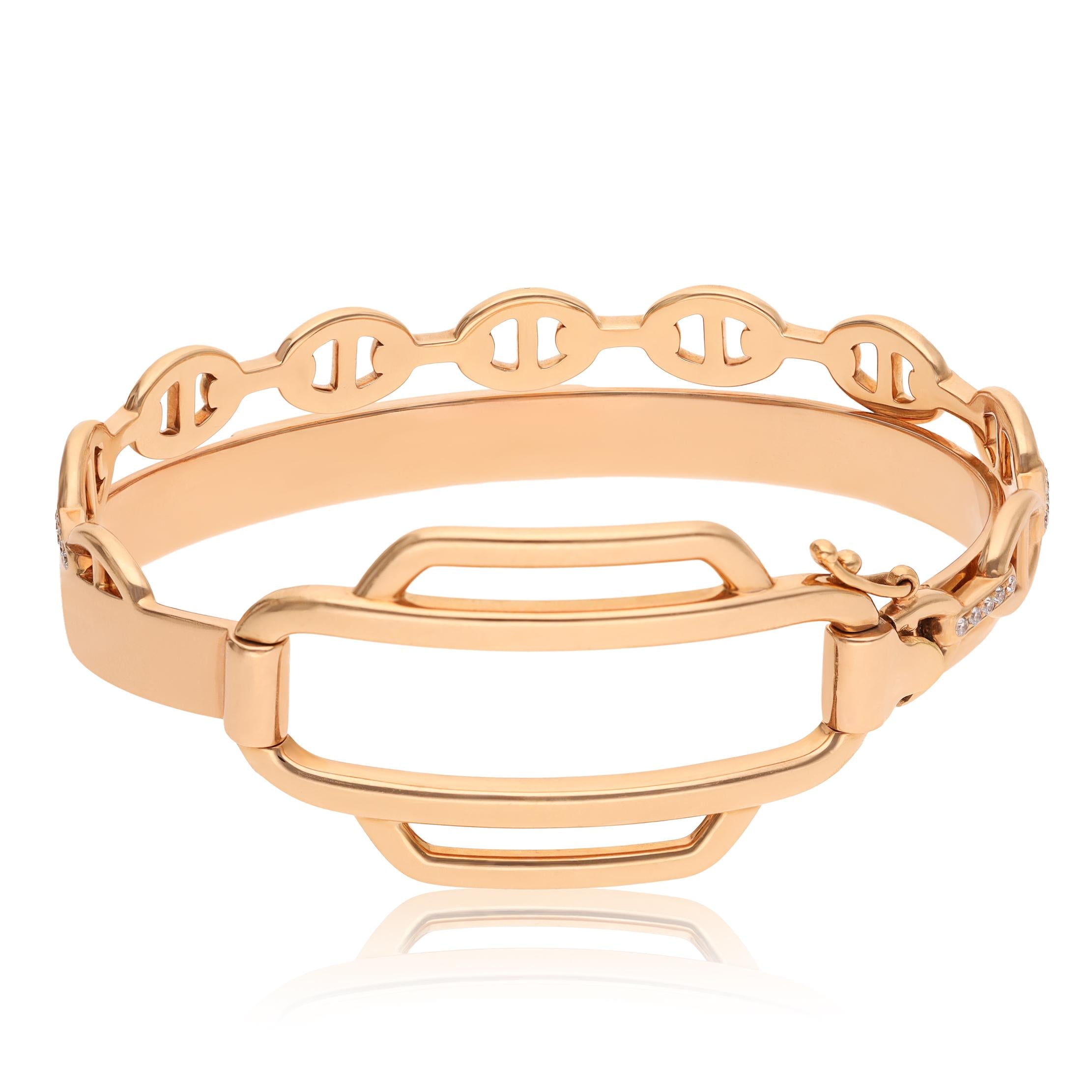 HERMÈS 18 K Rose Gold and Diamond Alchimie Bracelet