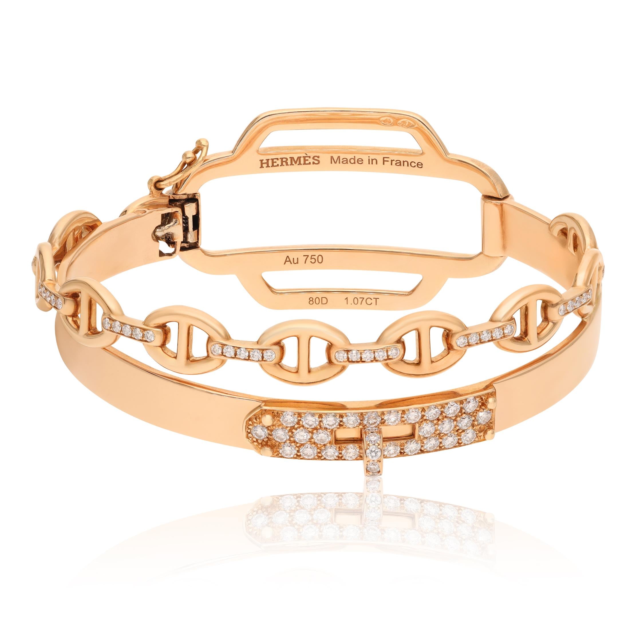 HERMÈS 18 K Rose Gold and Diamond Alchimie Bracelet