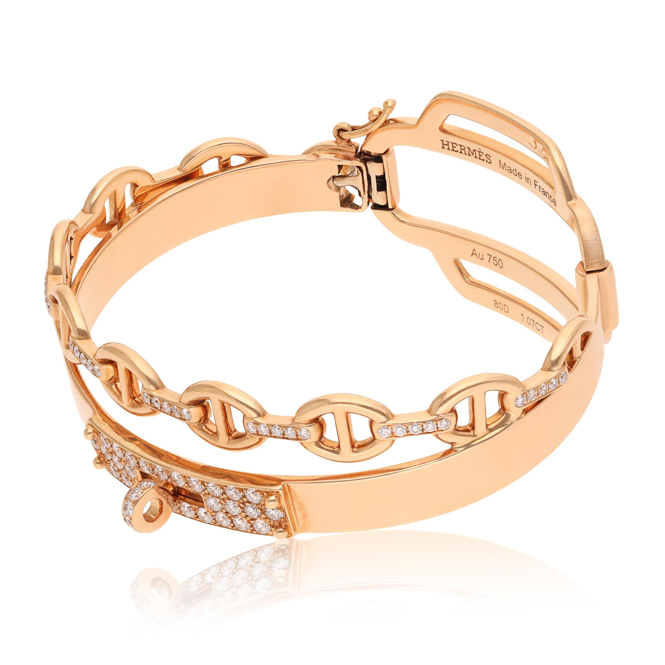 HERMÈS 18 K Rose Gold and Diamond Alchimie Bracelet