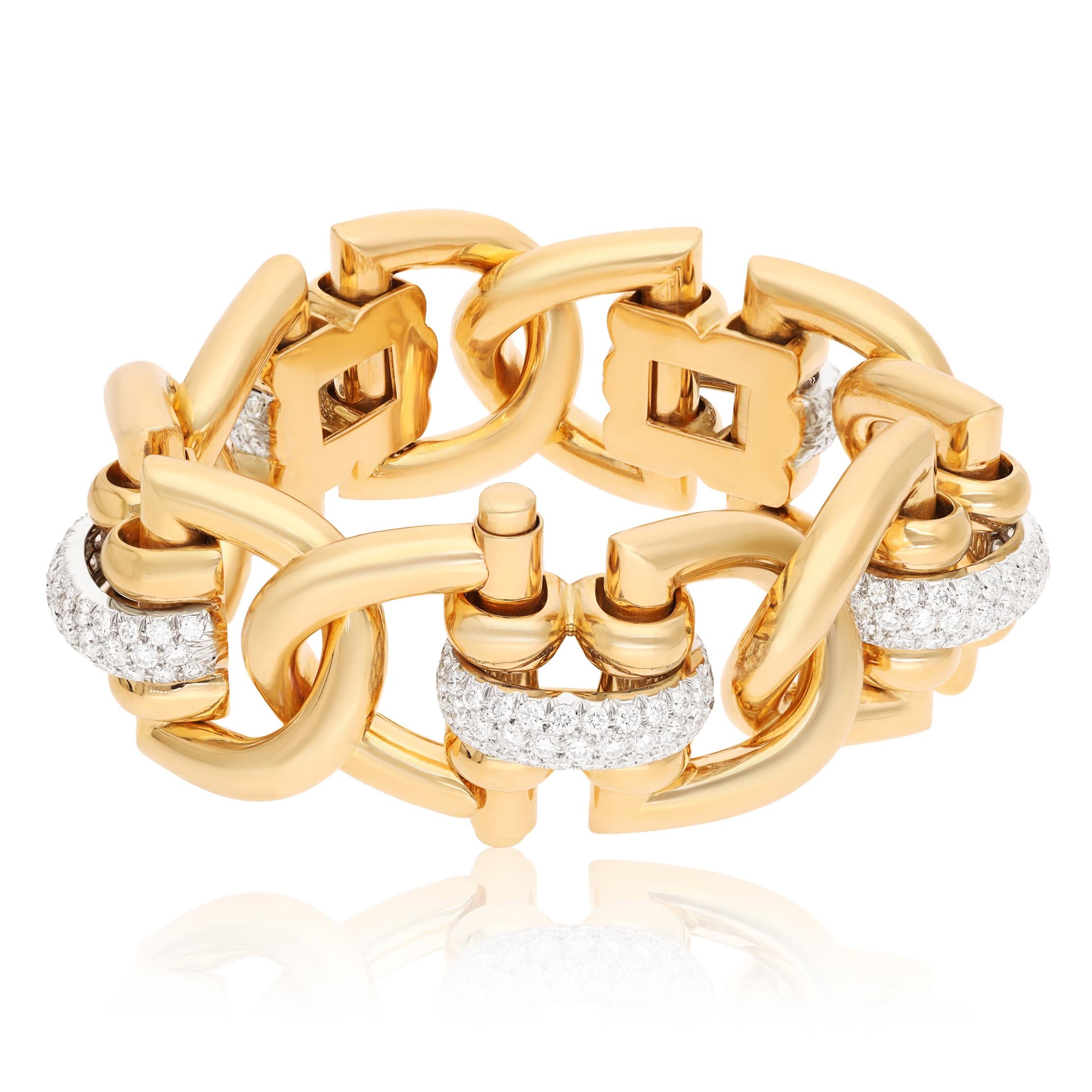 TIFFANY & CO. 18K Yellow Gold and Diamond Geometric Link Bracelet