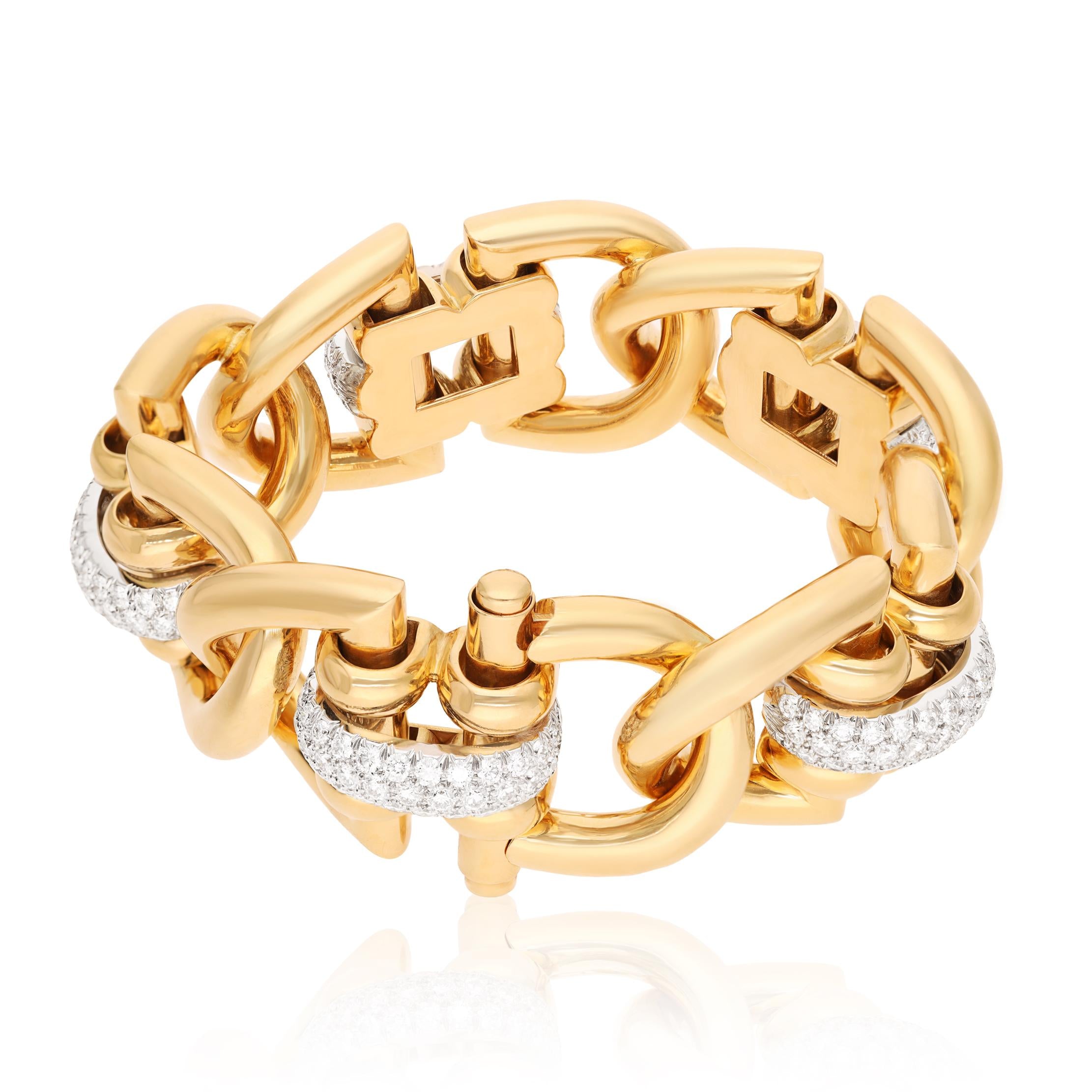 TIFFANY & CO. 18K Yellow Gold and Diamond Geometric Link Bracelet