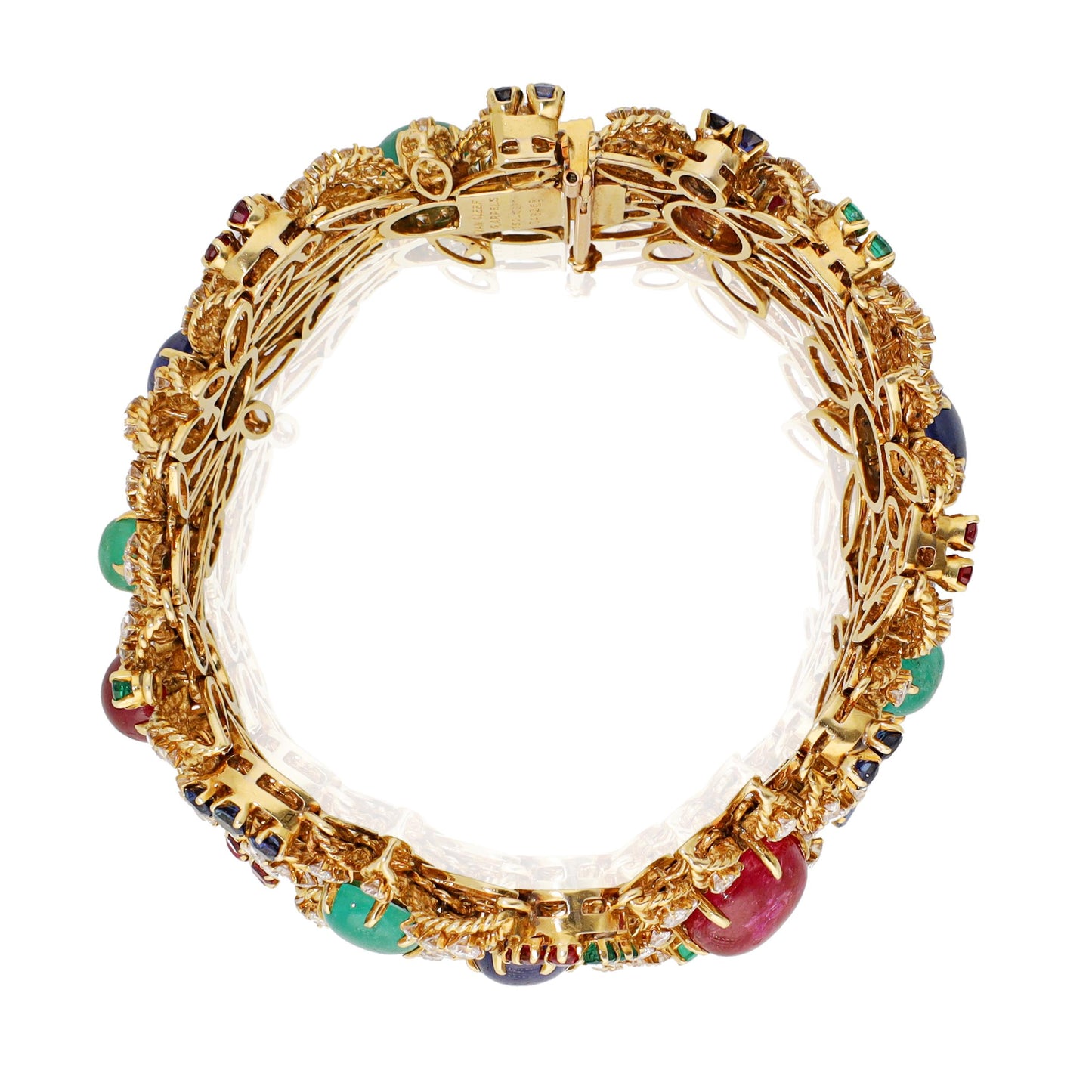 VAN CLEEF & ARPELS Multi-Gem and Diamond Floral Motif Bracelet