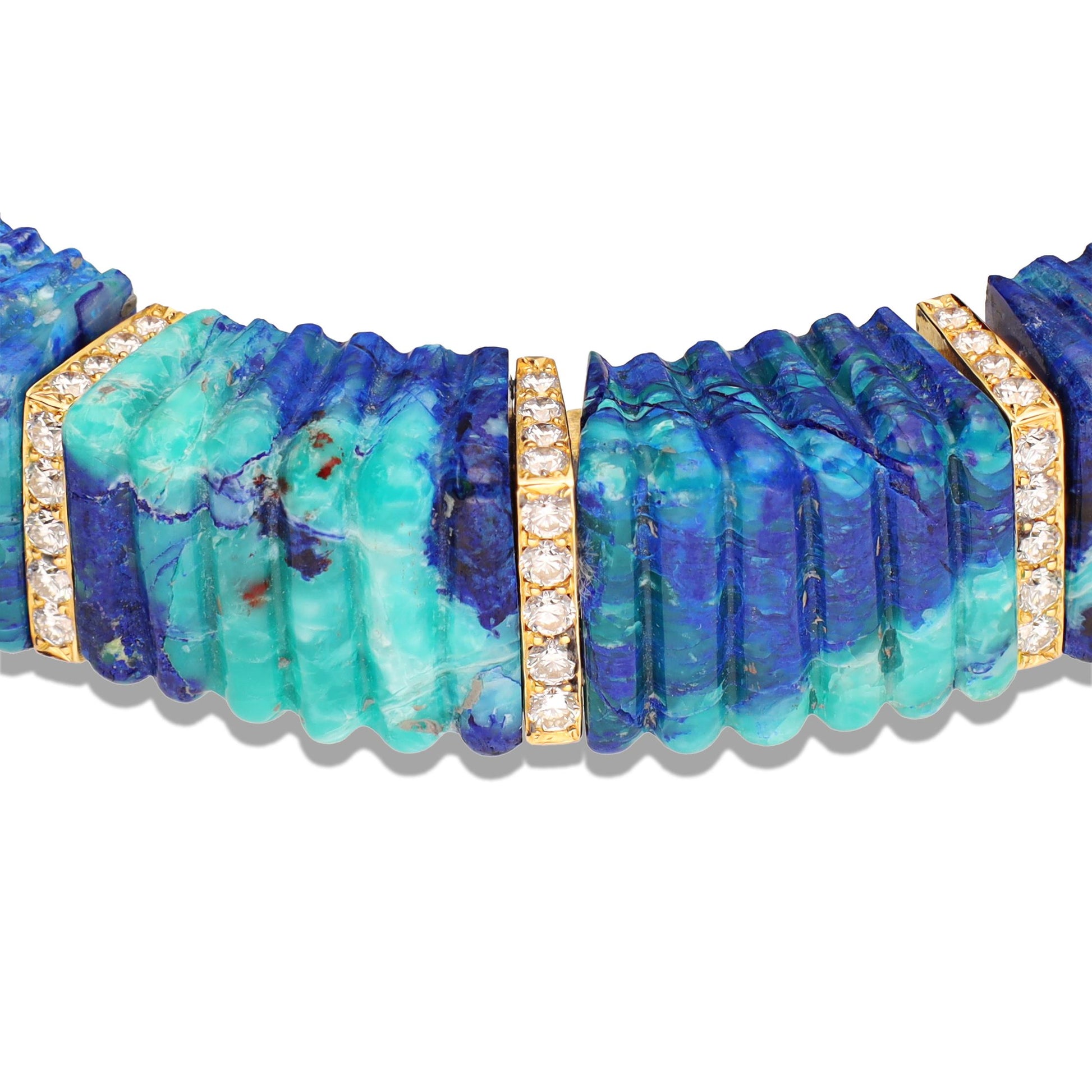 DAVID WEBB  Segmented Fluted Azurmalachite Caribbean Bracelet