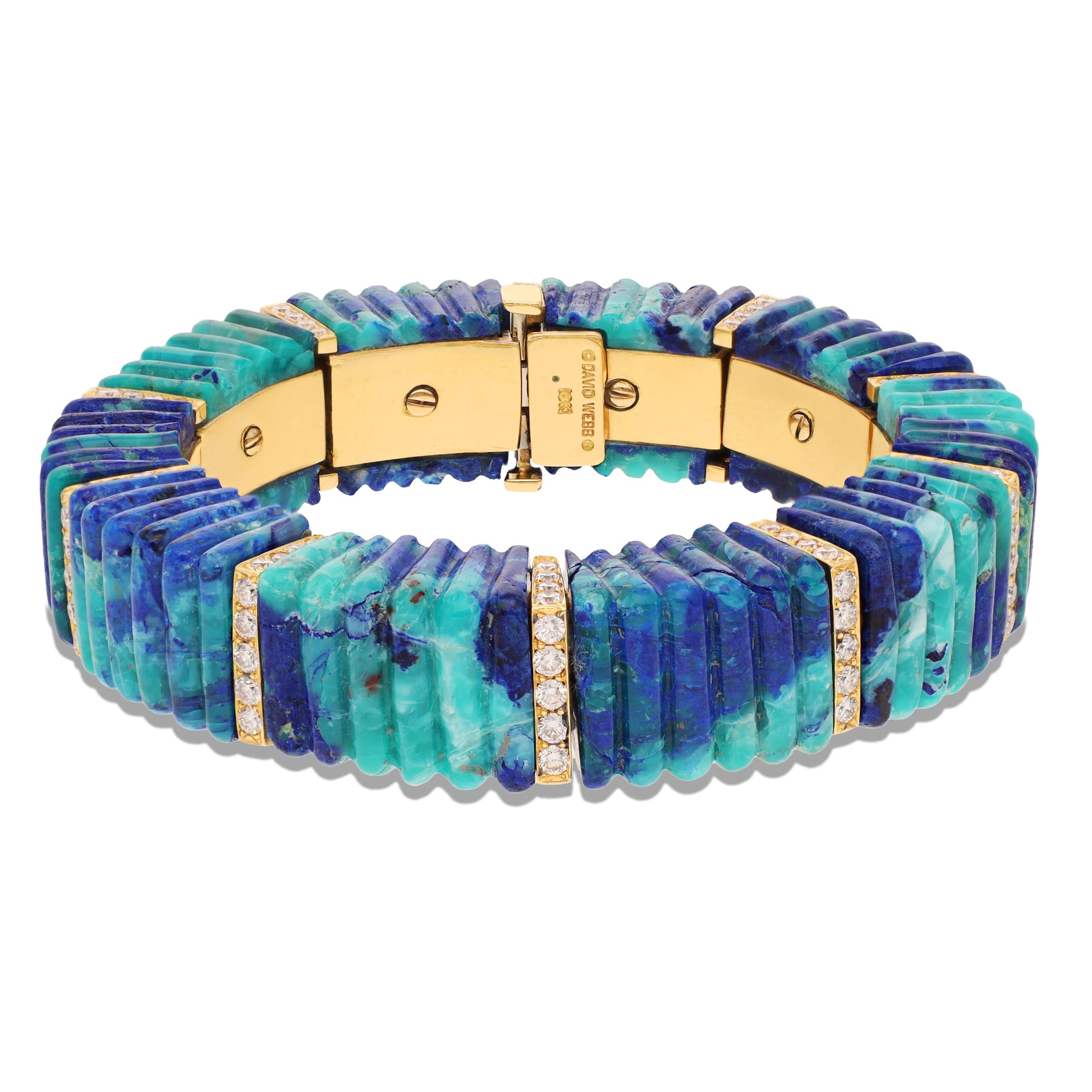 DAVID WEBB  Segmented Fluted Azurmalachite Caribbean Bracelet
