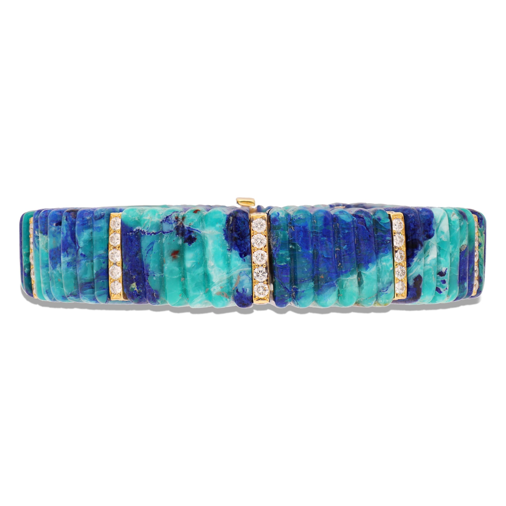 DAVID WEBB  Segmented Fluted Azurmalachite Caribbean Bracelet