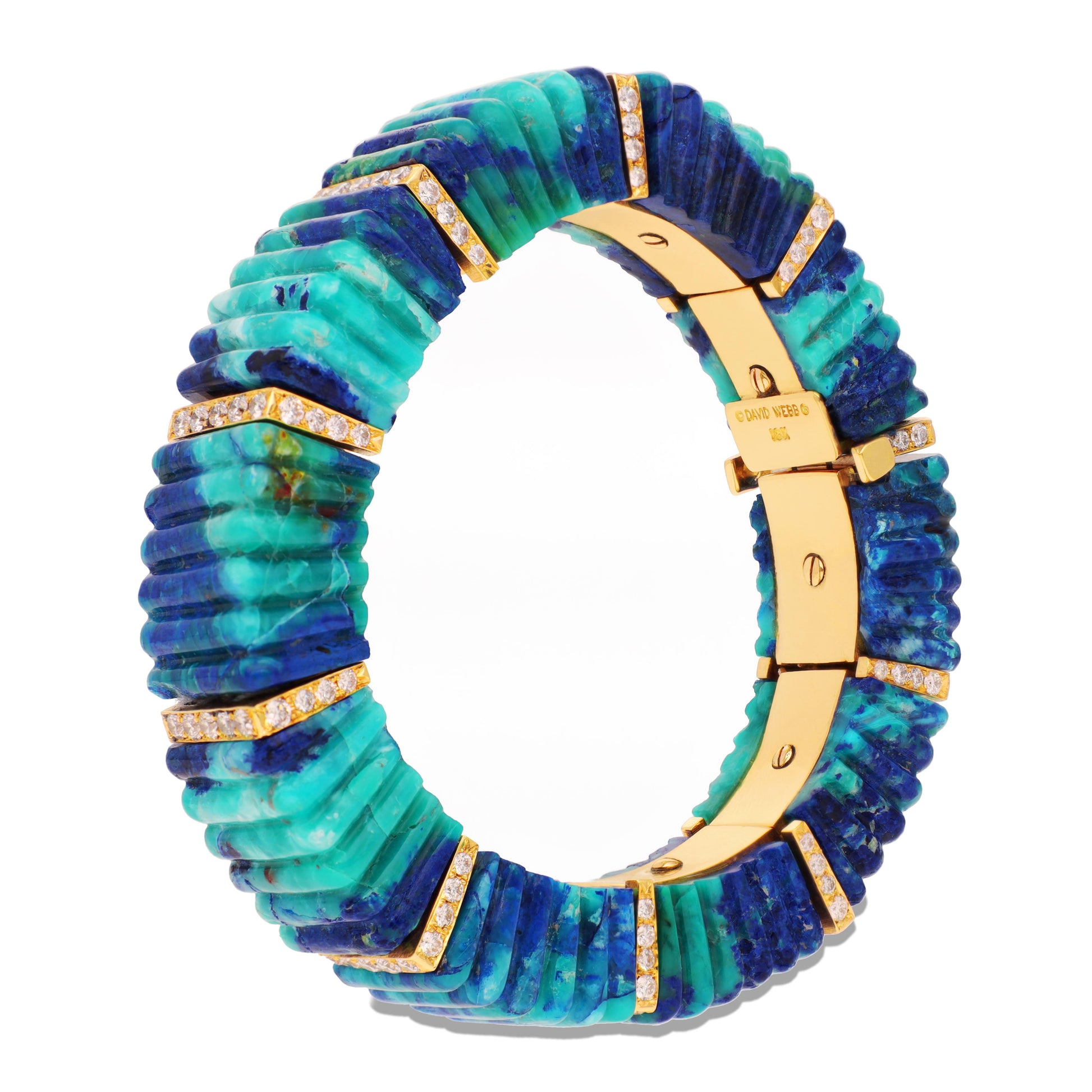 DAVID WEBB  Segmented Fluted Azurmalachite Caribbean Bracelet